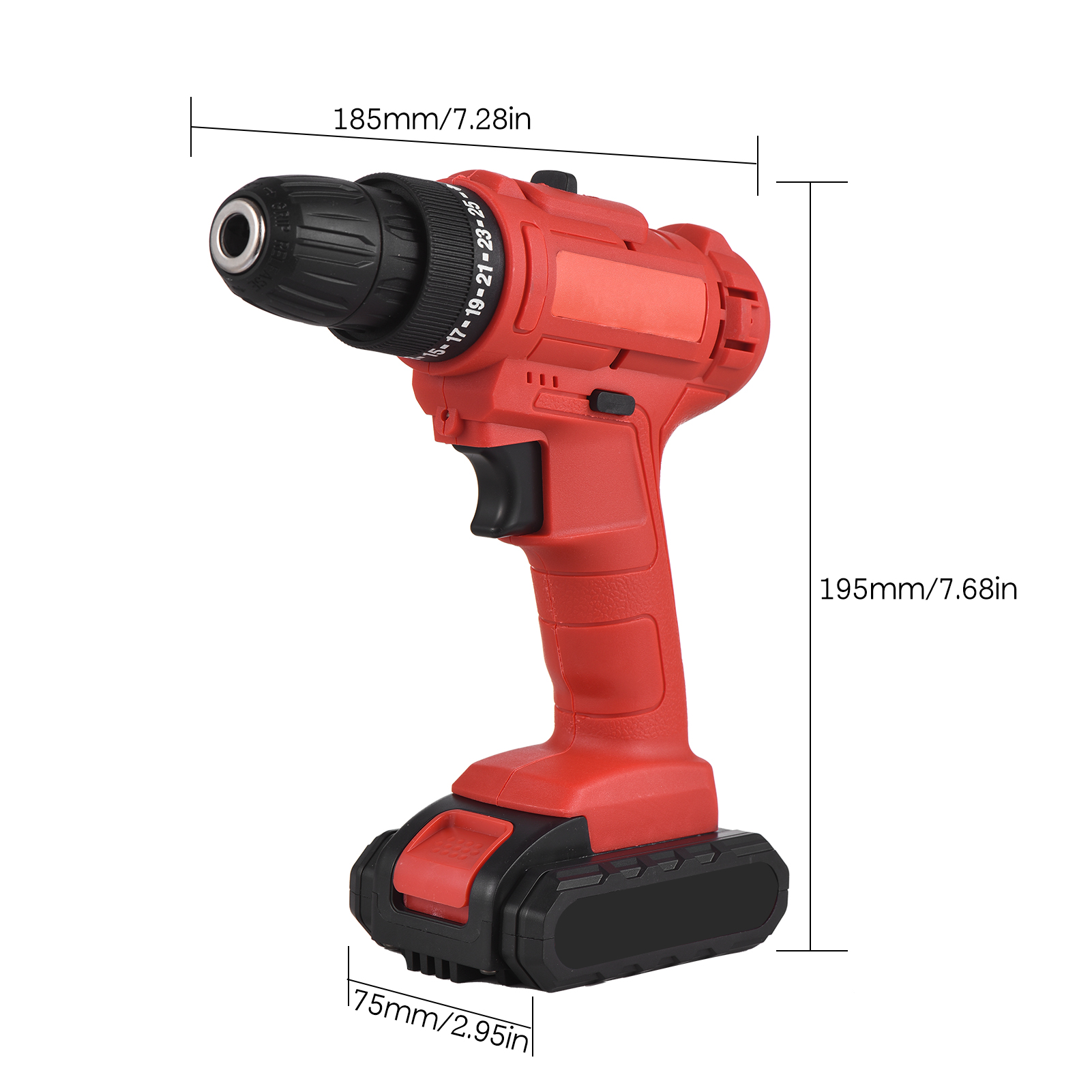 21v Tragbarer, Kabelloser Elektrobohrschrauber, 3/8"-bohrfutter, 1,5ah-akku, Schnellladegerät, Hülsen Und Bits, Verlängerungskabel, Led-arbeitsleuchte, 2 Variable Geschwindigkeiten, 25+1 Drehmomentein