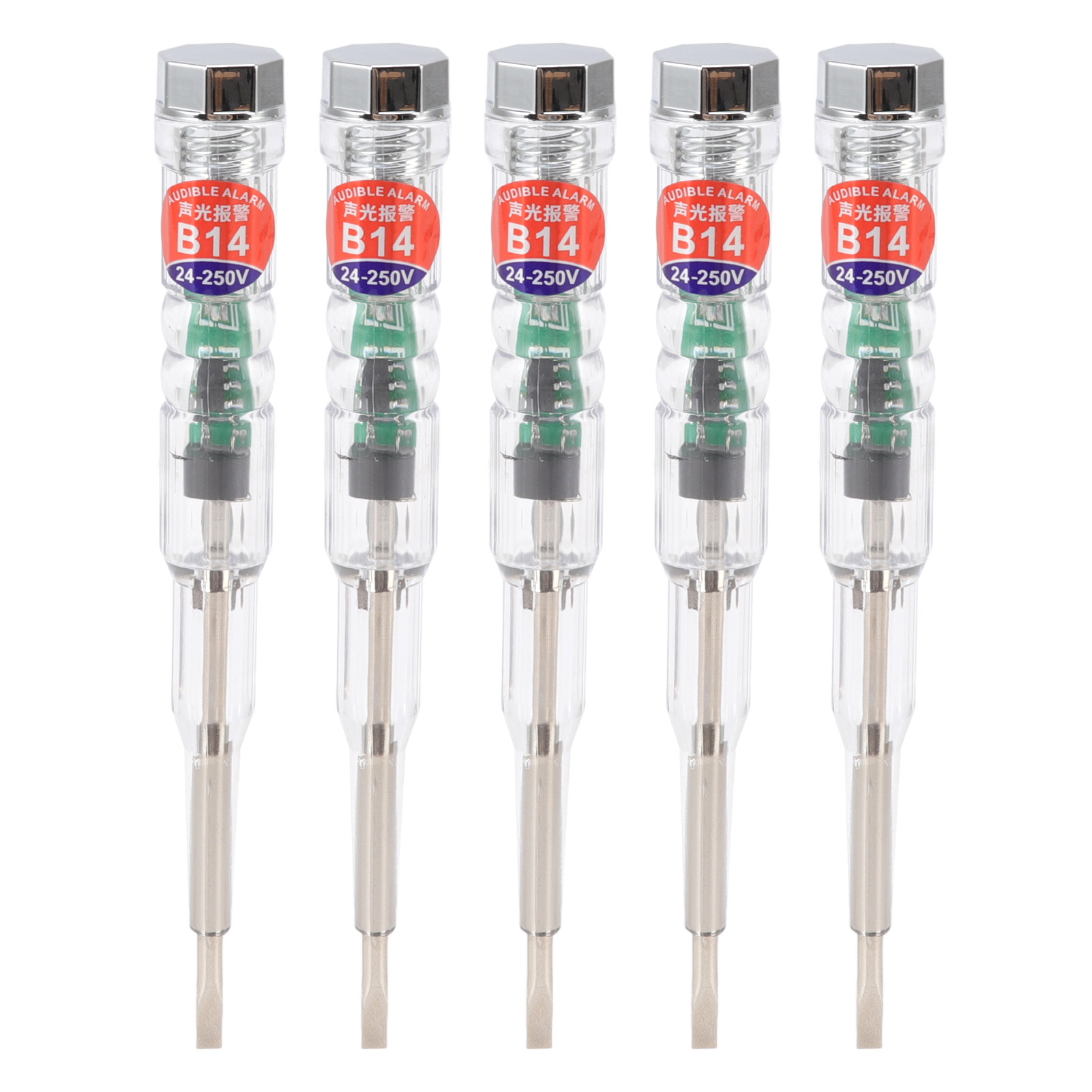 Set Mit 5 Multifunktionalen Elektrischen Taschenprüfstiften Mit Mehrfarbiger Led-anzeige.
