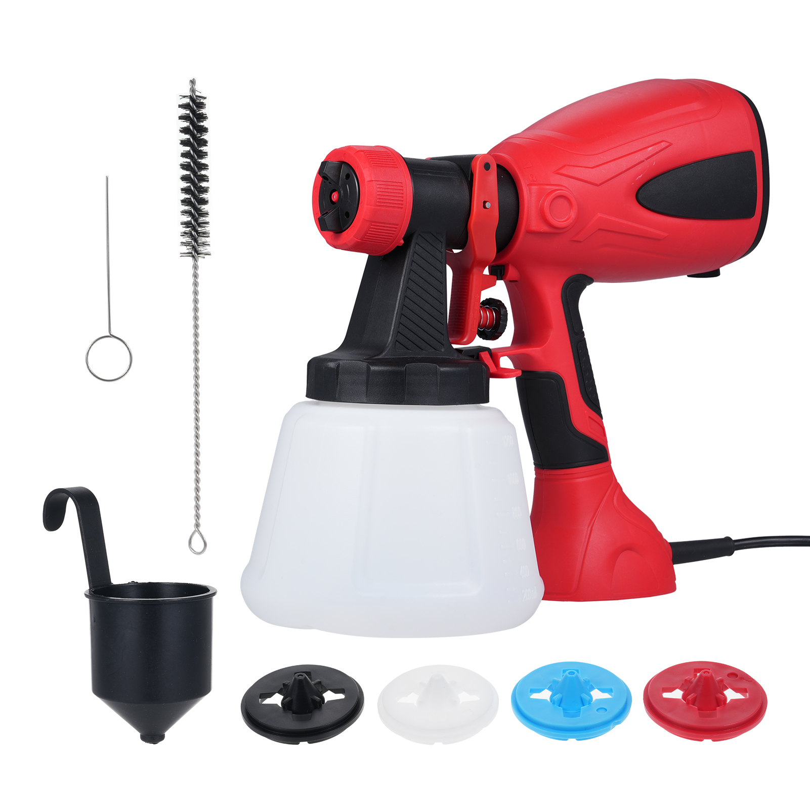 Elektrische Farbpistole Mit 600 W Leistung, 1200 Ml Tank, 3 Sprühmodi, 1,5/1,8/2,2/2,6 Mm Düsen, Ideal Zum Lackieren Von Möbeln, Stühlen, Zäunen, Gärten Und Autos.