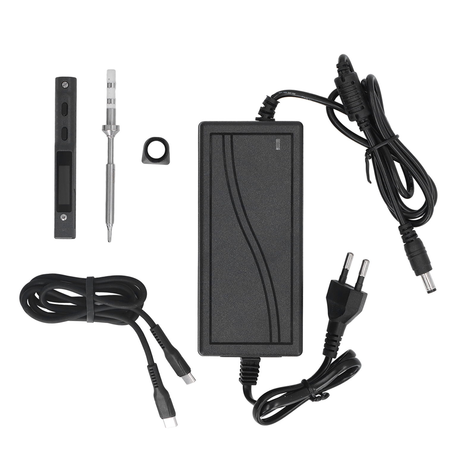 Miniware Abs-elektrolötset, Mini-smart-lötkolben Mit Einstellbarer Temperatur, Dc 9–24 V, Eu-stecker 100–240 V