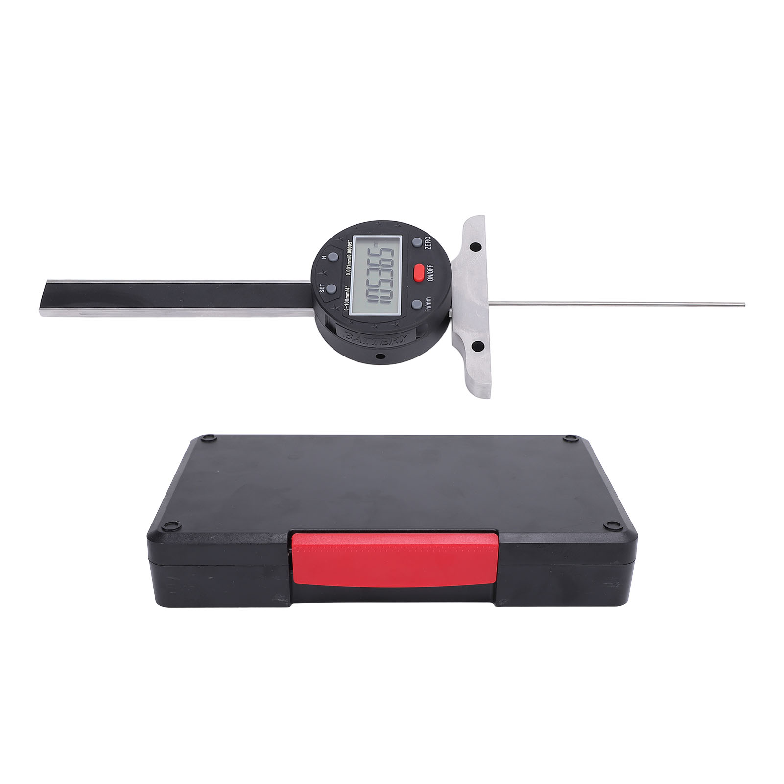 Elektronischer Tiefenmesser Mit Lcd-bildschirm, 100 Mm (4 Zoll) Messbereich, 0,001 Mm (0,00005 Zoll) Genauigkeit, Für Dünne Stäbe.