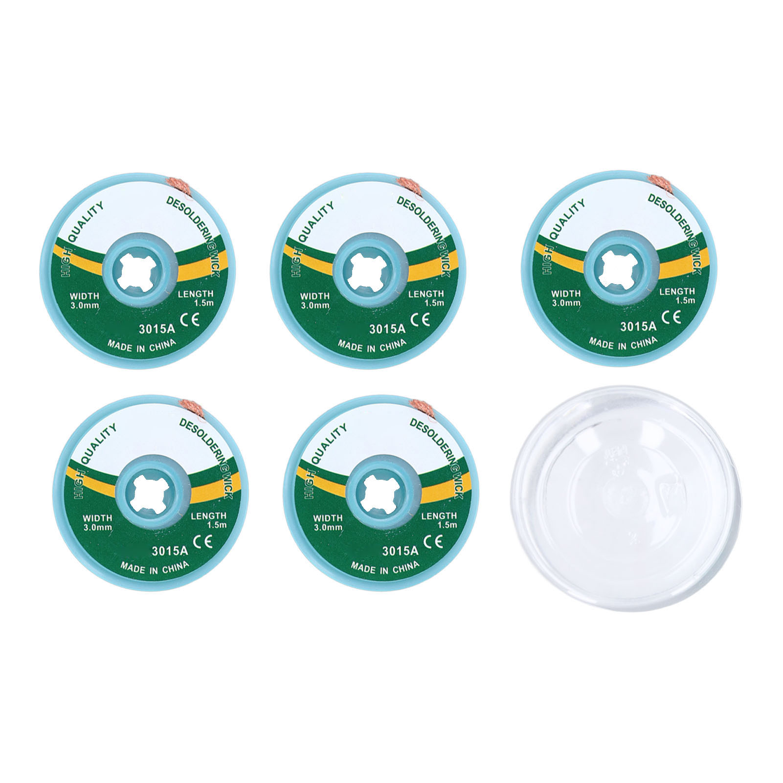 Packung Mit 5 Entlötlitzen Mit Geringem Zinnrückstand (3 Mm X 1,5 M) Für Leiterplatten.