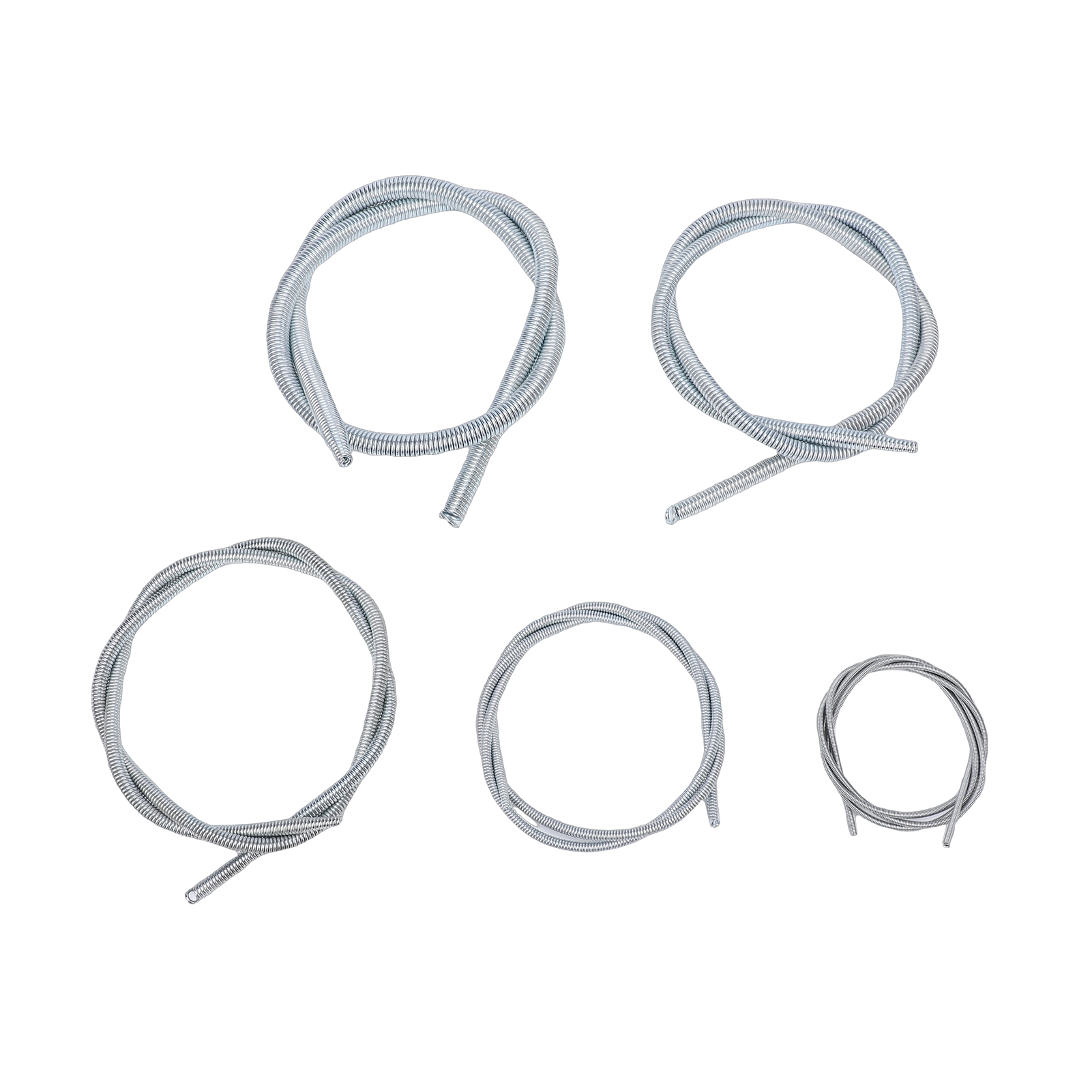 Set Mit 5 Federbelasteten Rohrbiegern Für Innenrohre, 1100 Mm Lang (1/4", 3/8", 1/2", 5/8", 3/4"). Geeignet Für Kupfer- Und Aluminiumrohre.