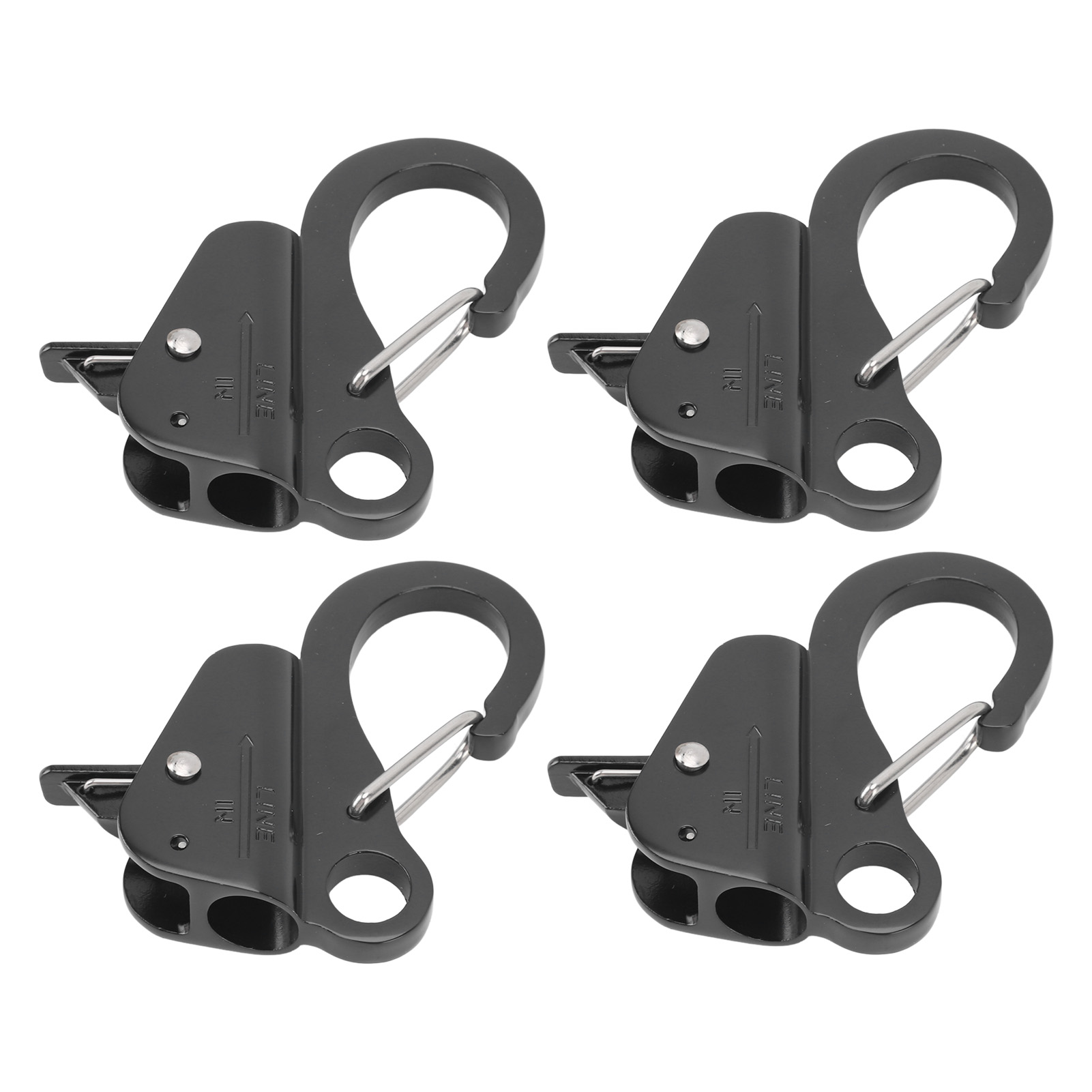 Set Aus 4 Federbelasteten Karabinern Zur Seilbefestigung, Öffnung 3/8 Bis 5/8 Zoll, Edelstahl 316, Schnellgewinde, Für Boote Und Fender.