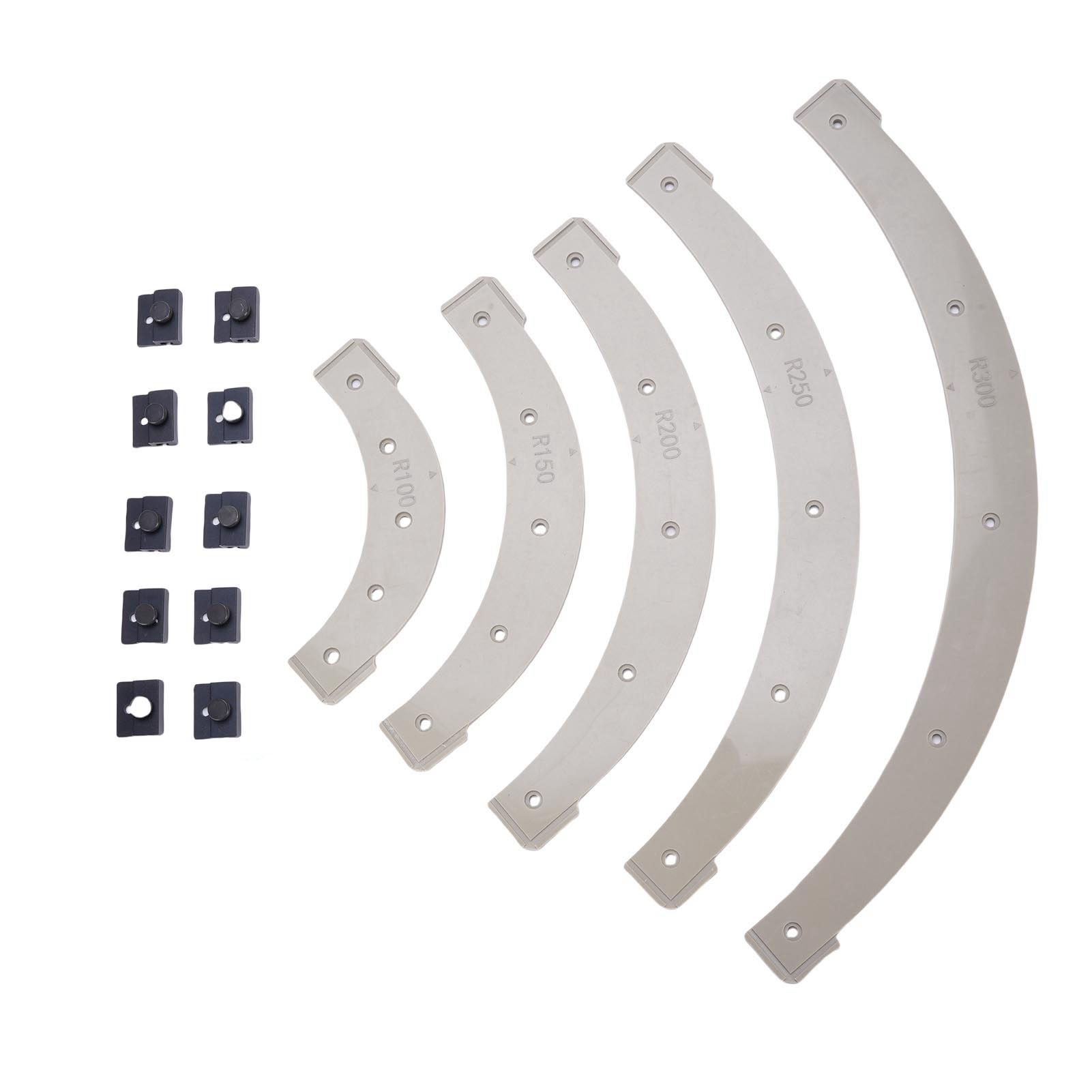 5-teiliges Fräsradius-schablonenset Mit Abnehmbarer Schablone R100 R150 R200 R250 R300, Winkelschablonenset Aus Kunststoff Für Die Holzbearbeitung