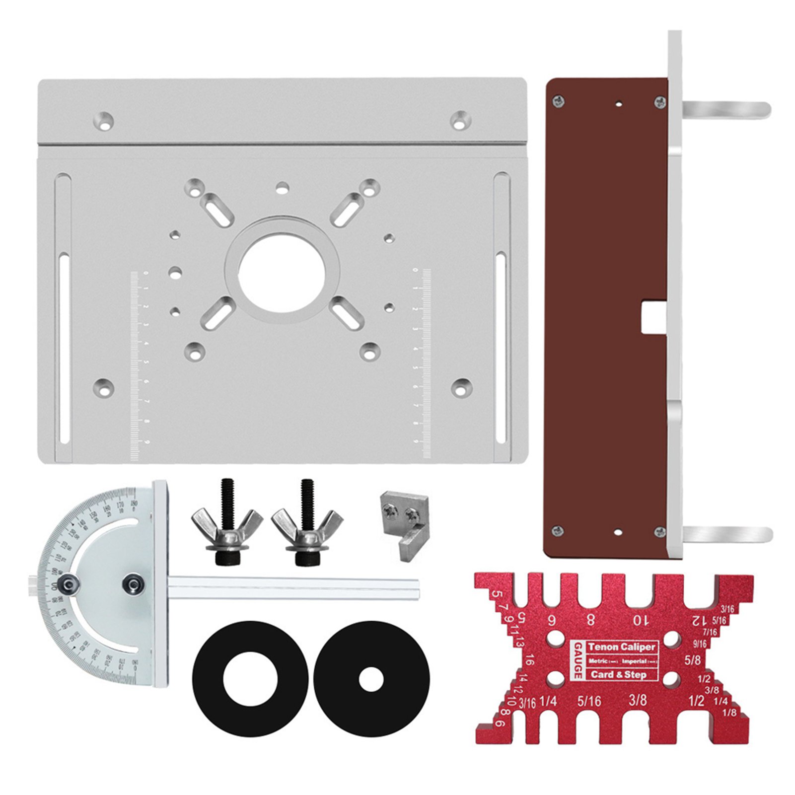 Set Aus 4 Frästisch-einlegeplatten Aus Aluminiumlegierung Für Holzbearbeitung, Konturfräsen, Gravieren, Als Hilfsmittel Und Für Holzbearbeitungsbänke.