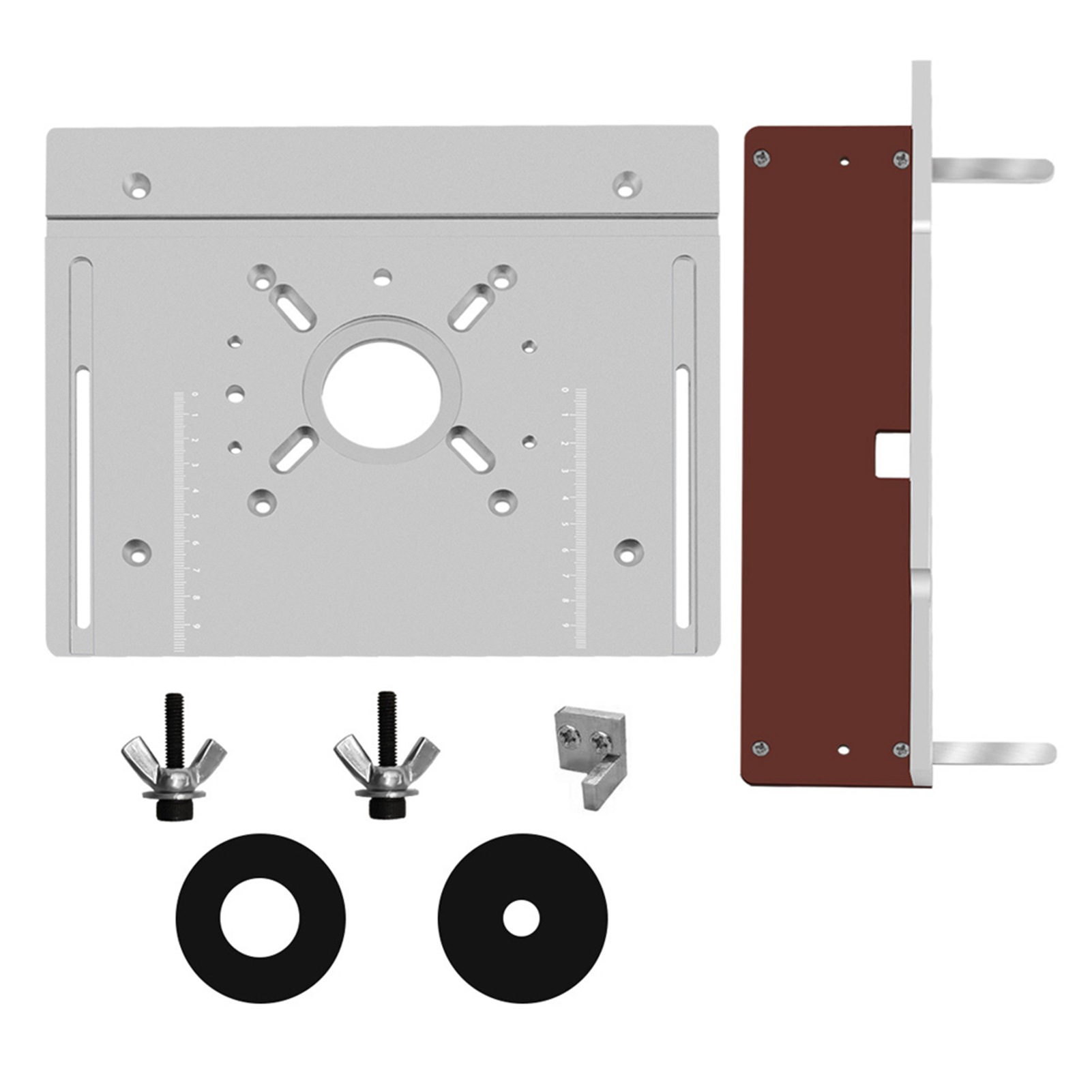 Set Aus 2 Frästisch-einlegeplatten Aus Aluminiumlegierung, Als Hilfsmittel Zum Fräsen, Gravieren Und Veredeln Von Holz, Für Die Holzbearbeitung An Der Werkbank