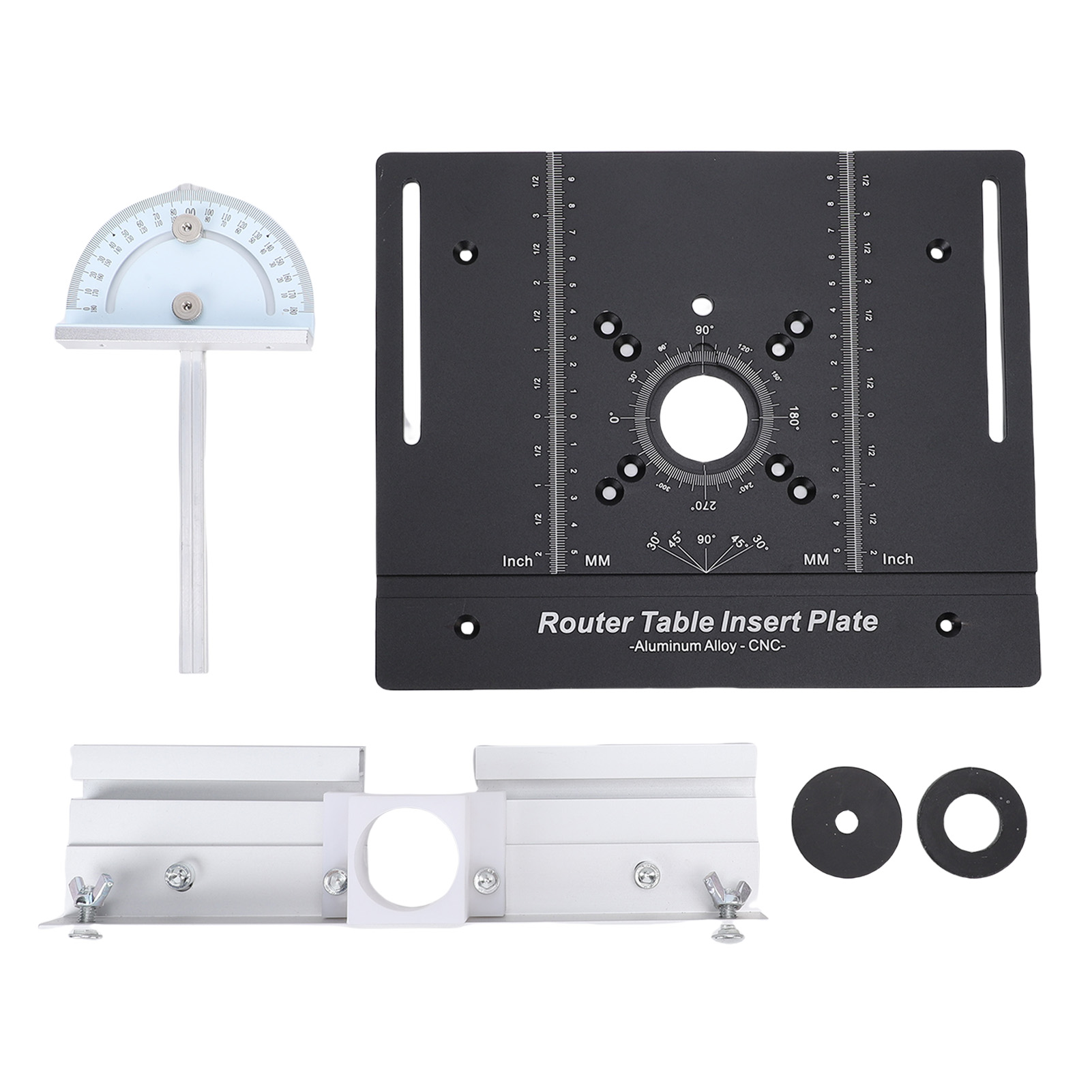 Frästisch-einlegeplatte Mit Gehrungsanschlag, Aus Aluminiumlegierung, Für Werkbänke, Klappbare Platte Zum Nuten Und Schneiden, Schwarze Mm/zoll-skala