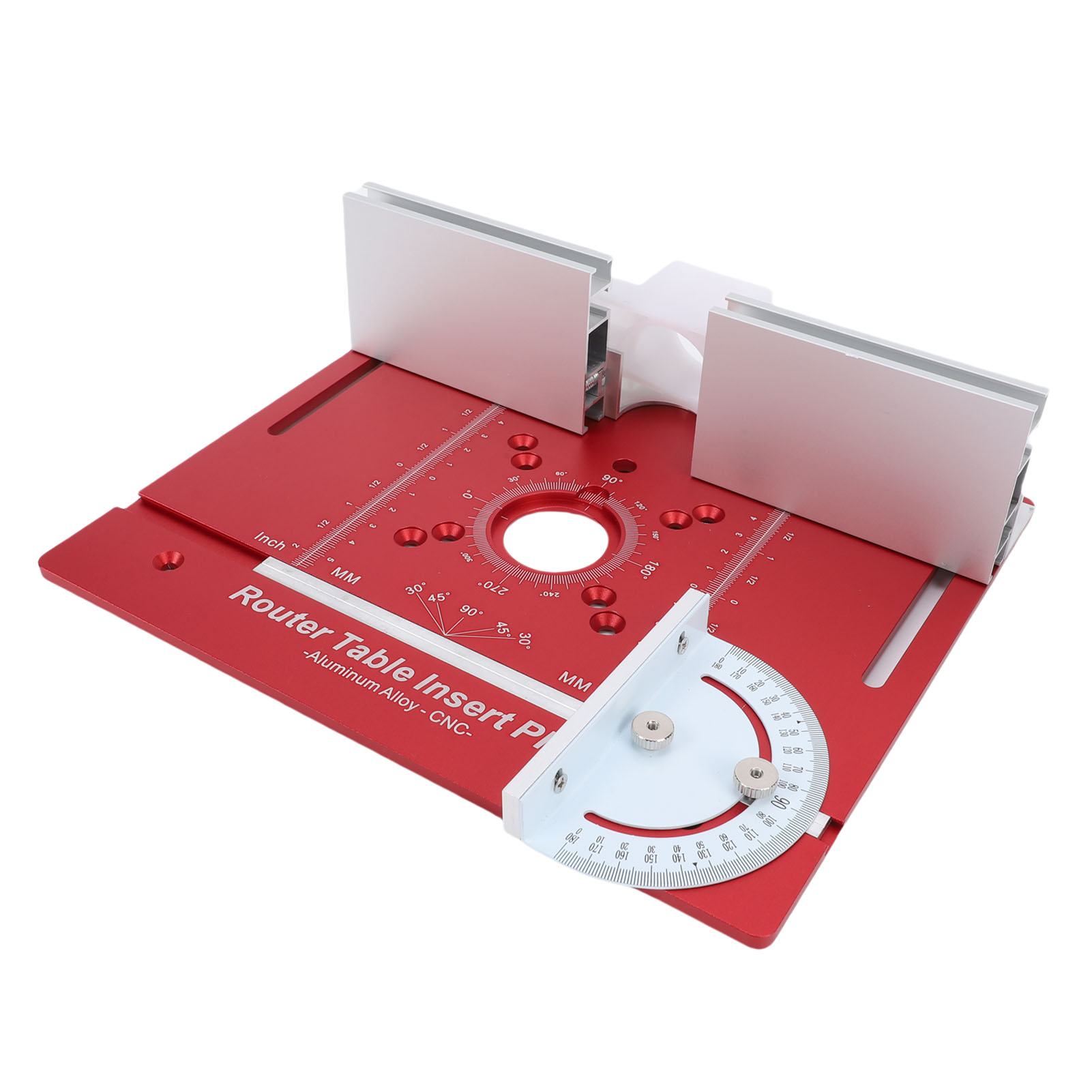 Einlegeplatte Für Frästisch Mit Imperialen Und Metrischen Skalen, Klappbare Aluminiumlegierungsplatte Mit Gehrungsführung Und Anschlag.