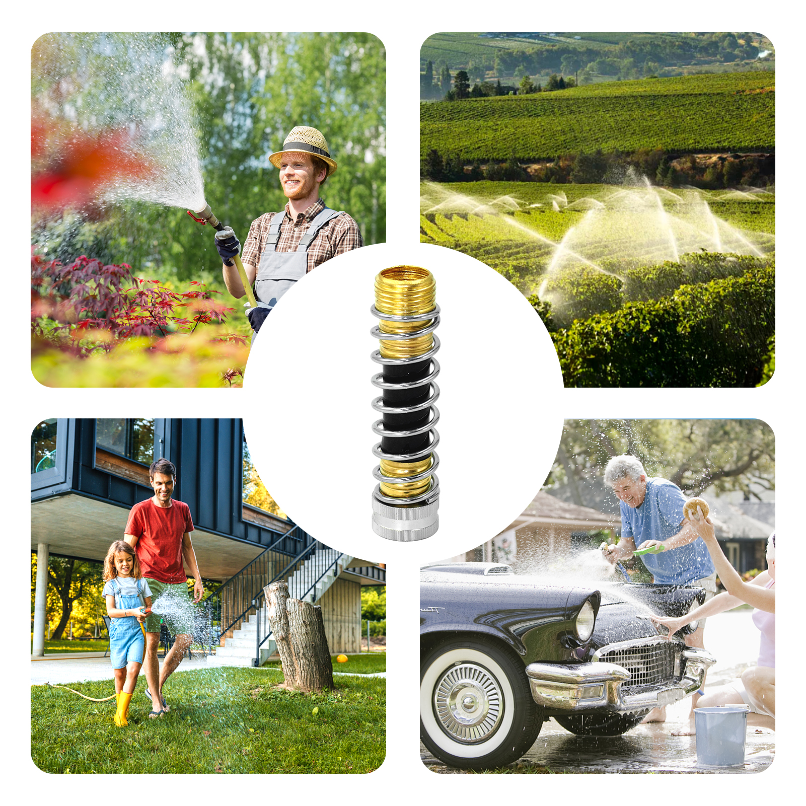Schlauchverlängerungsadapter Mit Spiralfeder Und Verdrehschutz Für 3/4"-wasserschläuche, Ideal Zum Bewässern Von Garten, Rasen, In Der Landwirtschaft, Zur Bewässerung Und Zum Autowaschen.