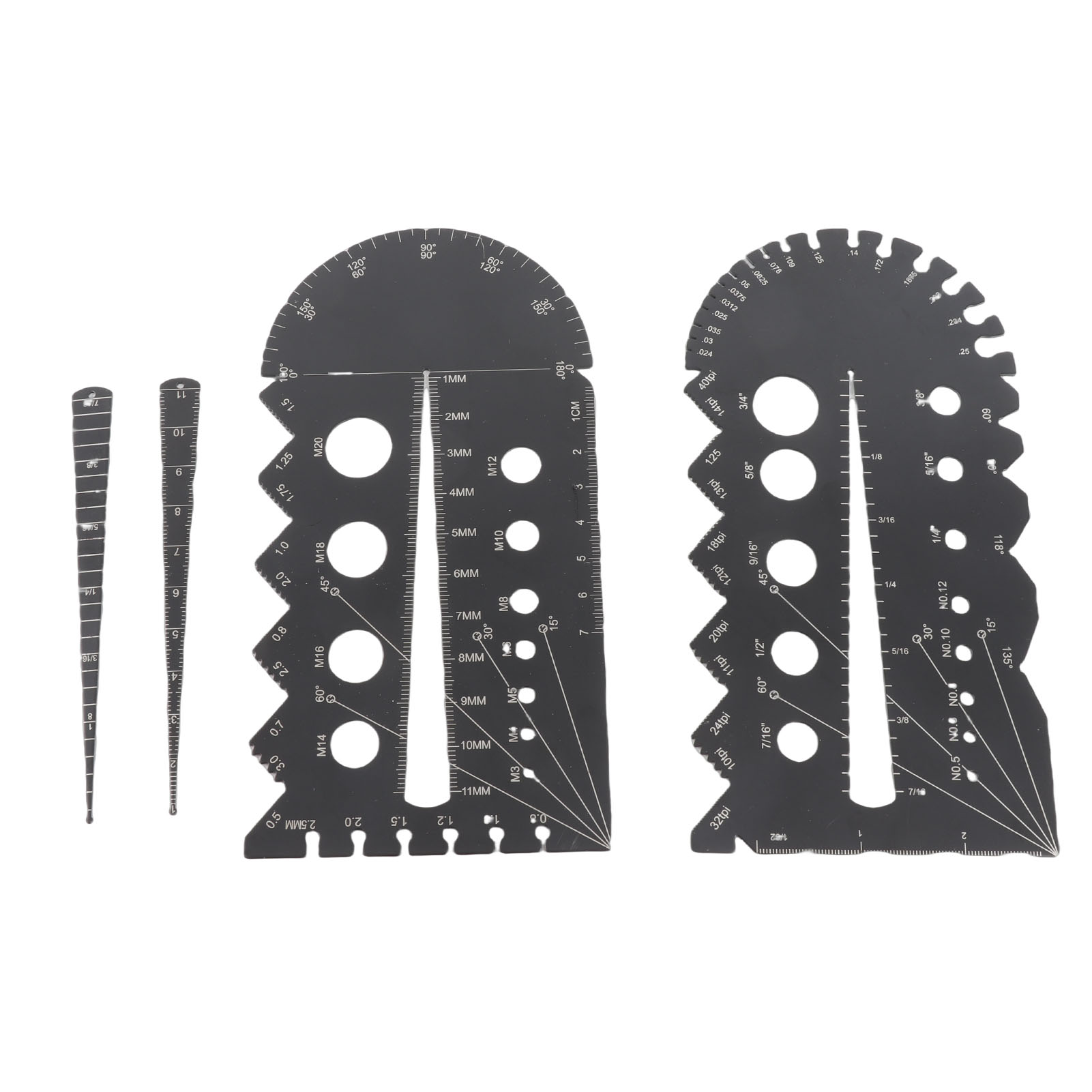 Gewindesteigungslehren-sets Aus Schwarzer Aluminiumlegierung, Metrisch Und Zöllig.