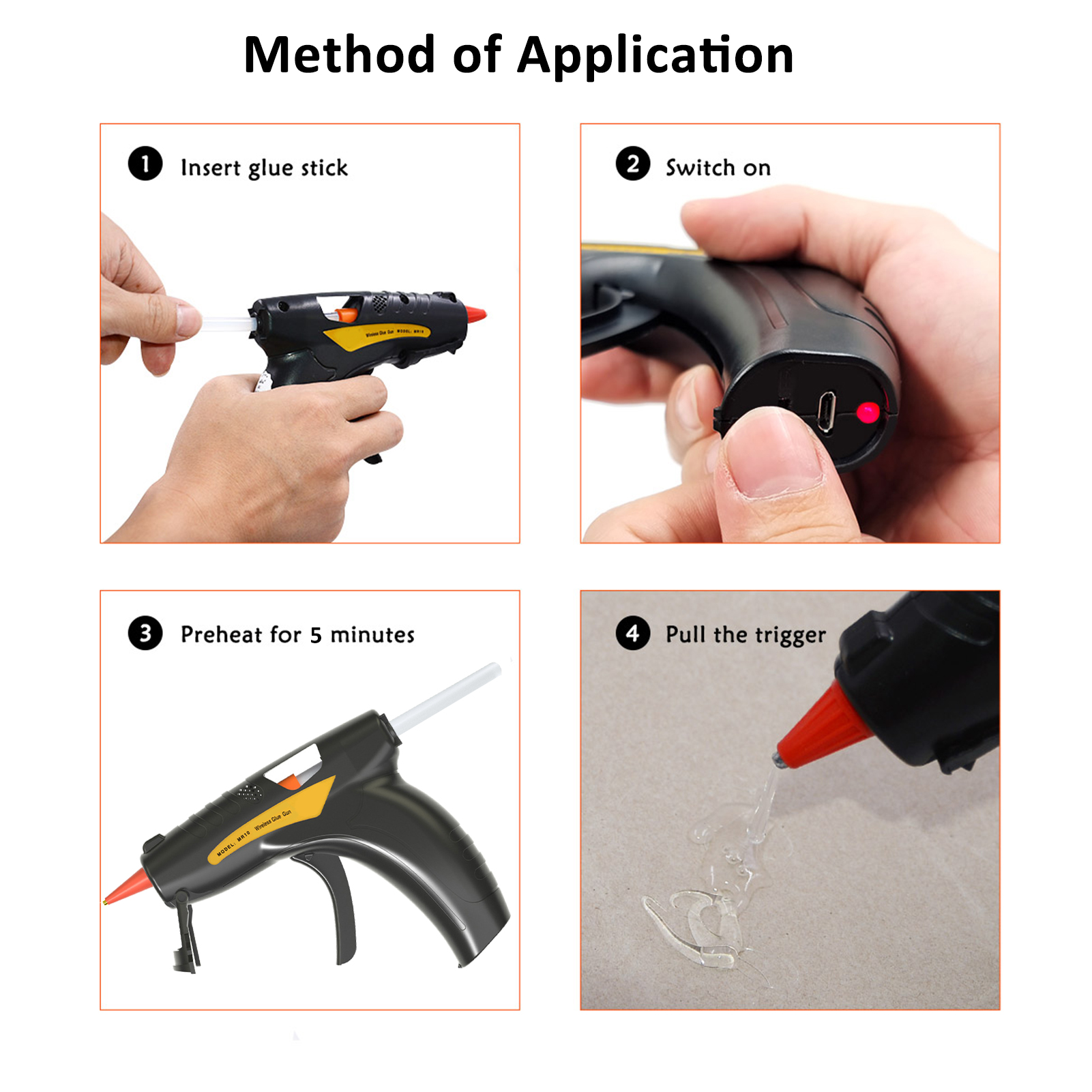 Elektrische Usb-heißklebepistole Mit Lithium-akku Und 50 Klebesticks (0,7 X 150 Mm)
