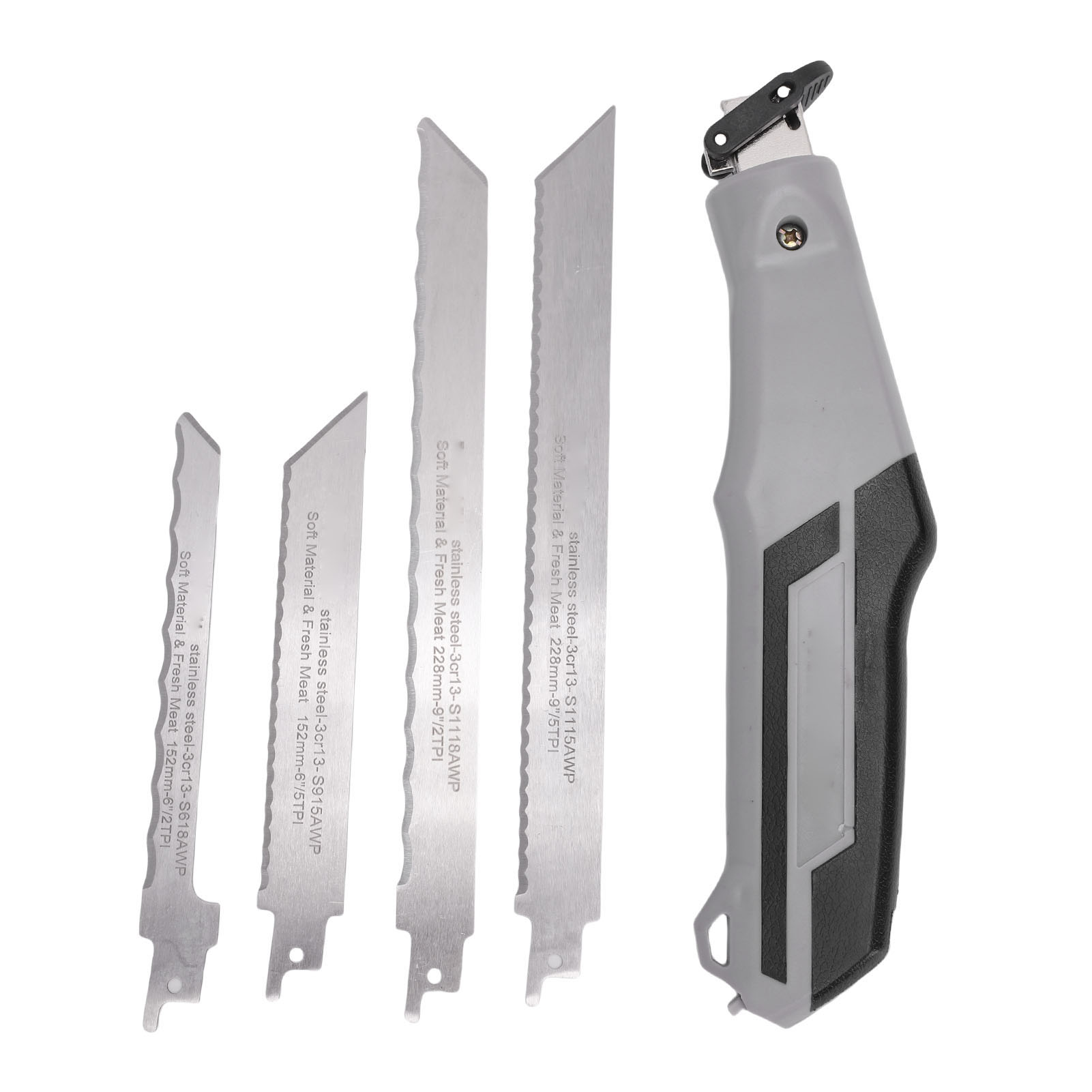 Set Aus Kompakten, Selbstverriegelnden, Wellenförmigen Und Flexiblen Handsägen Für Holz, Metall, Gipskarton Und Kunststoff Mit Schnellwechsel-sägeblättern.