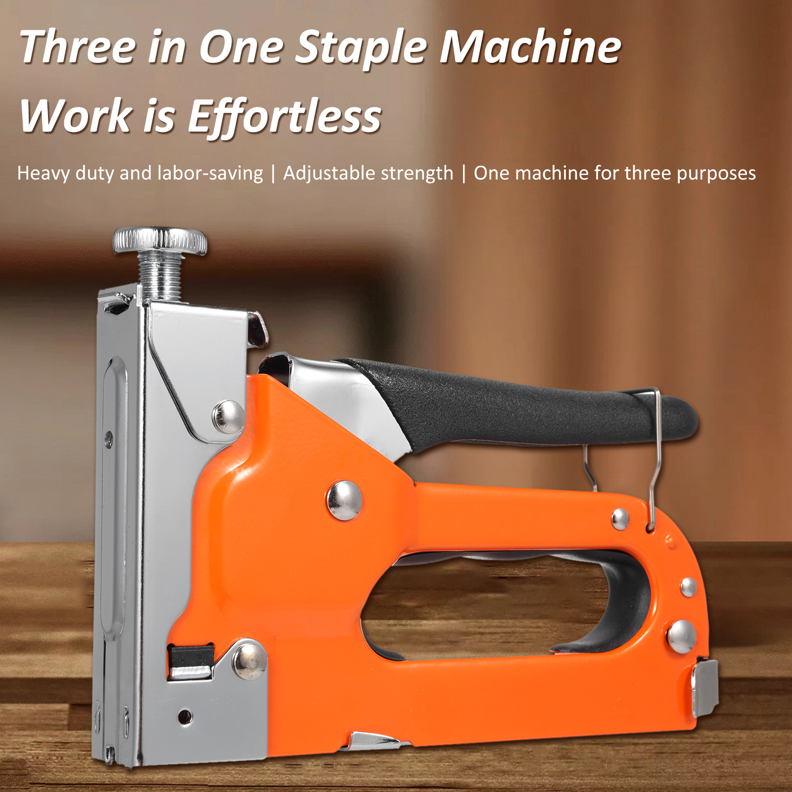 3-in-1-handtacker Mit Handschutz, Ideal Für Heimwerkerprojekte, Reparaturen An Weichholzmöbeln, Polsterarbeiten Und Bilderrahmen. Enthält 400 Türklammern, 400 T-bügel, 400 U-bügel Und 1 Nagel.