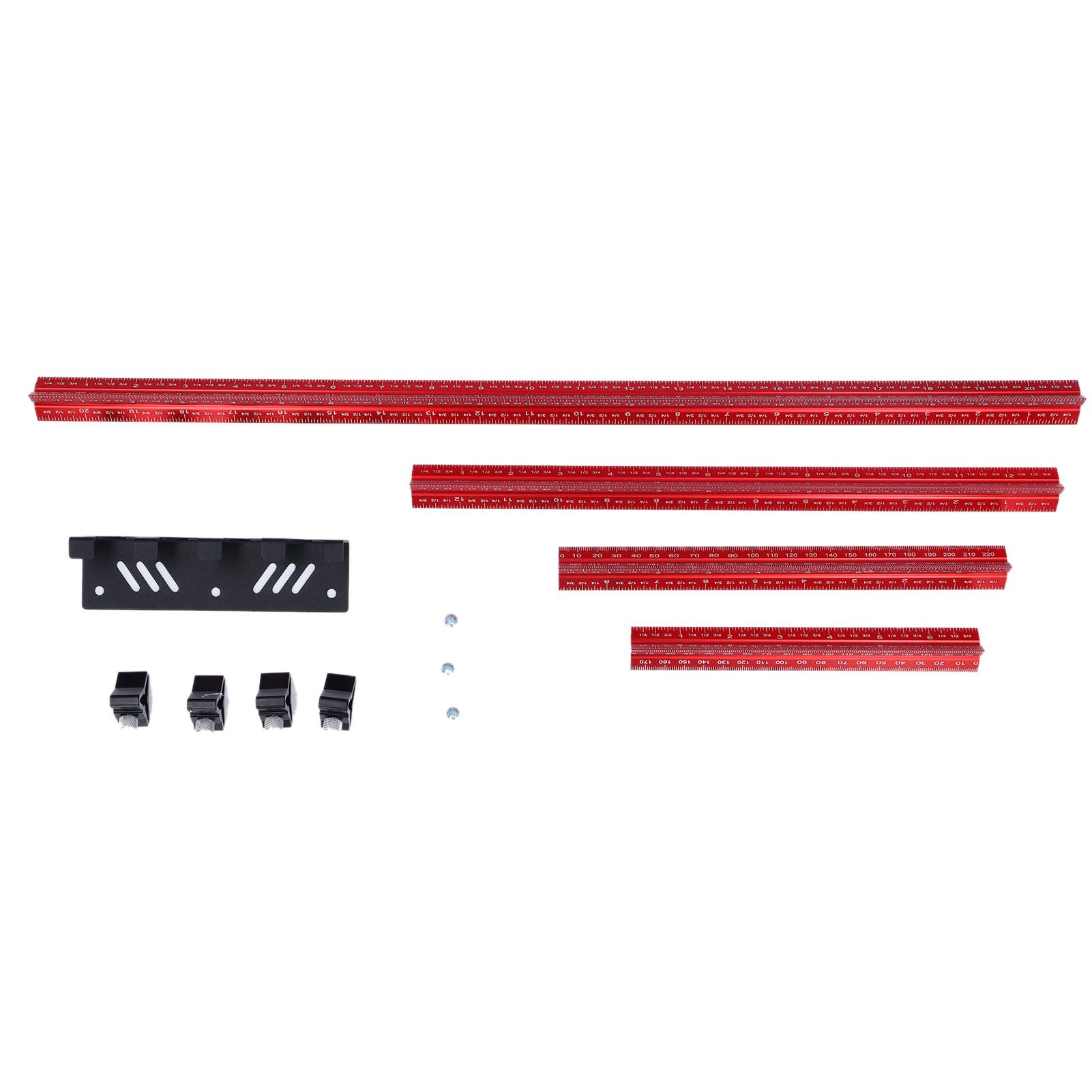 Set Aus 4 Messlinealen Für Die Holzbearbeitung, 6, 8, 12 Und 20 Zoll, Aus Aluminiumlegierung, Mit Dreieckiger Skala.