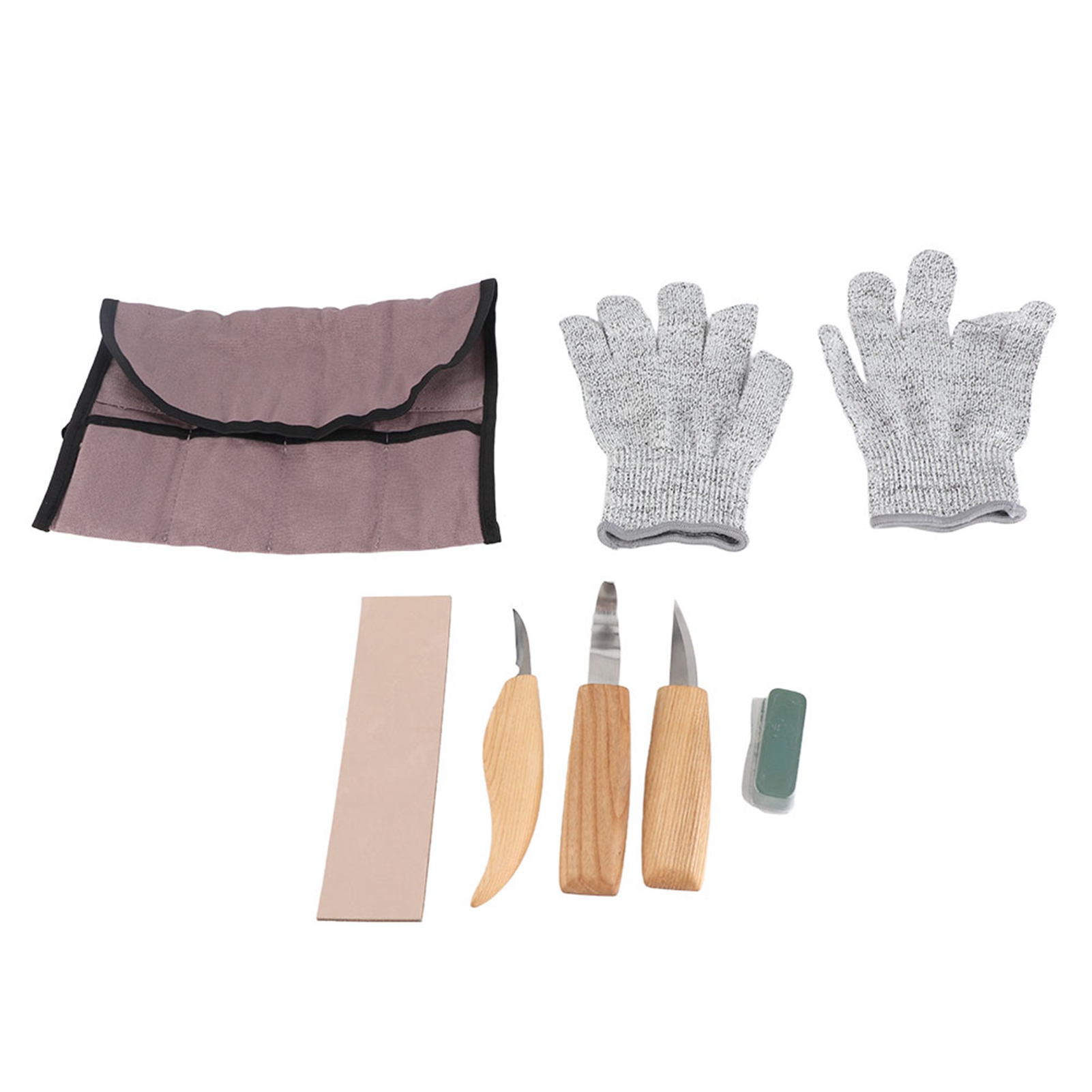 Set Aus 5 Holzschnitzwerkzeugen (meißel, Messer Und Löffel).