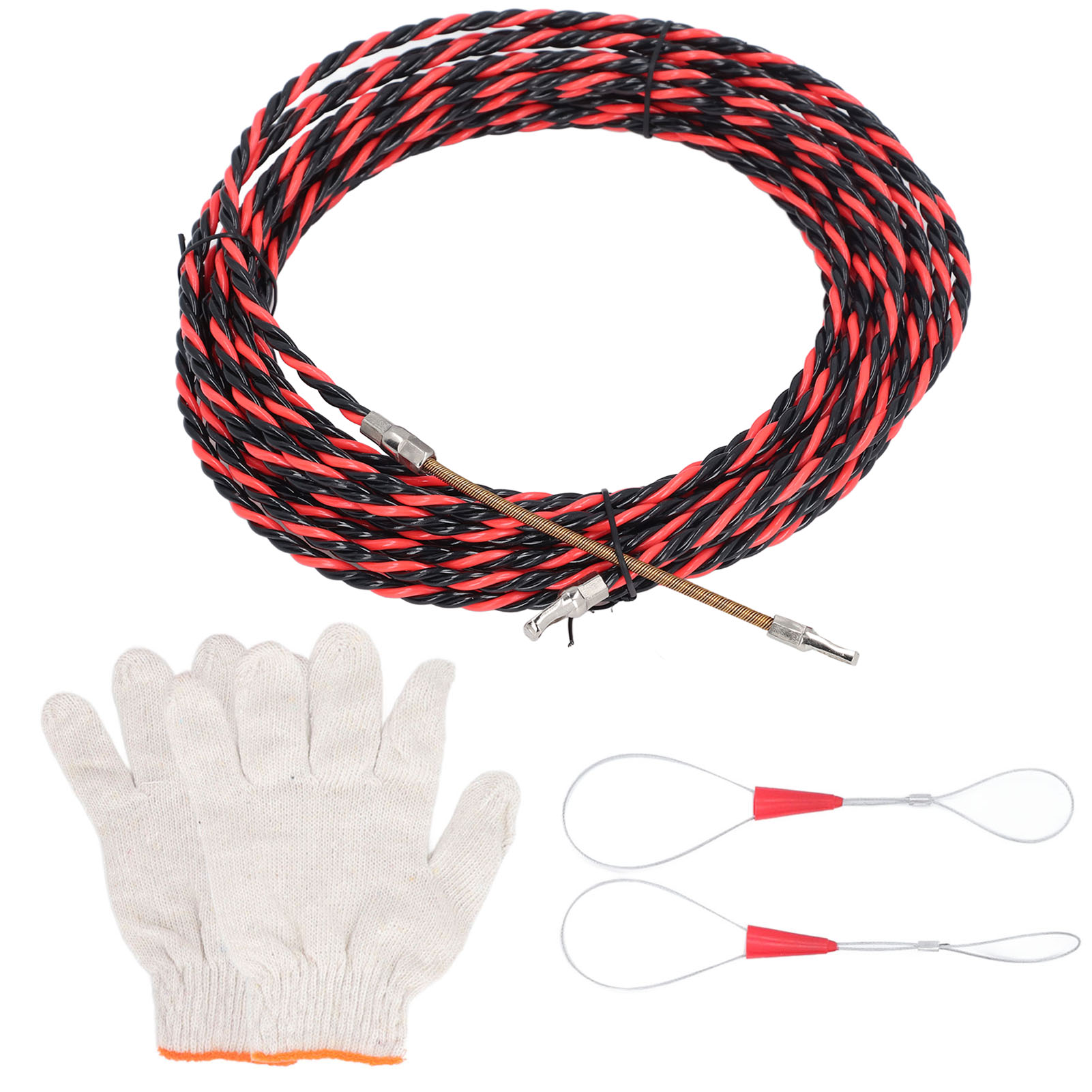 Flachkopf-kabeleinfädler, Manuelles Einfädelwerkzeug Für Elektriker, Kabelführung Mit Handschuhen Und Kabelbindern, 10 M / 32,8 Ft