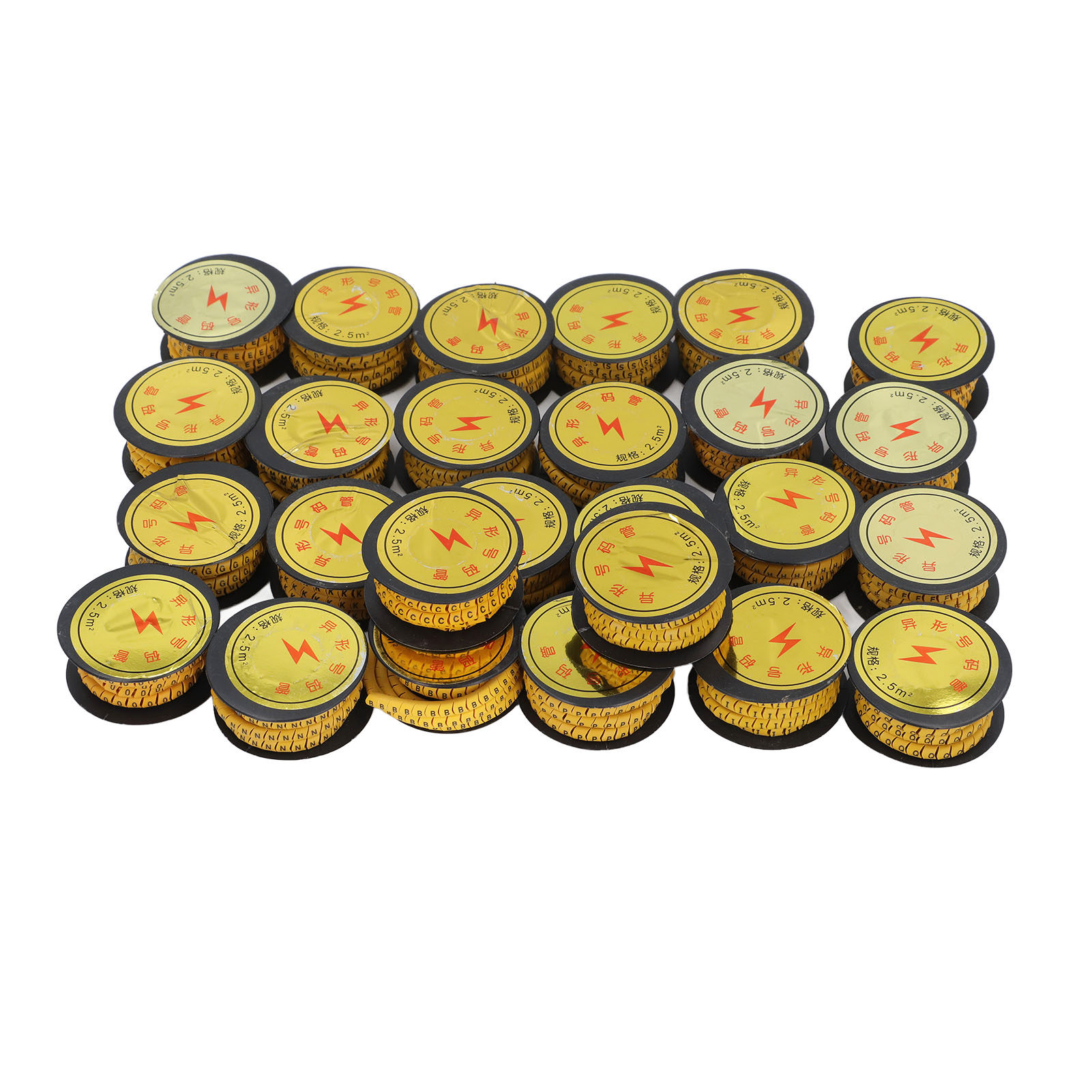 Packung Mit 26 Rohrförmigen Kabelmarkierern, Eg-kennzeichnung Mit Buchstaben Und Zahlen (a Bis Z), Pvc, 2,5 M²