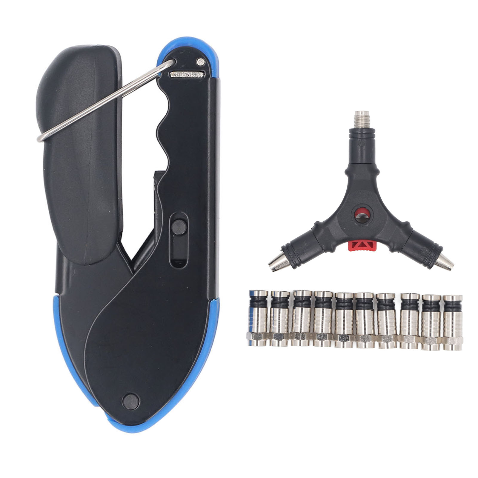 Crimp- Und Abisolierwerkzeug-set Für Rg59/rg6-koaxialkabel Mit Rutschfestem Griff