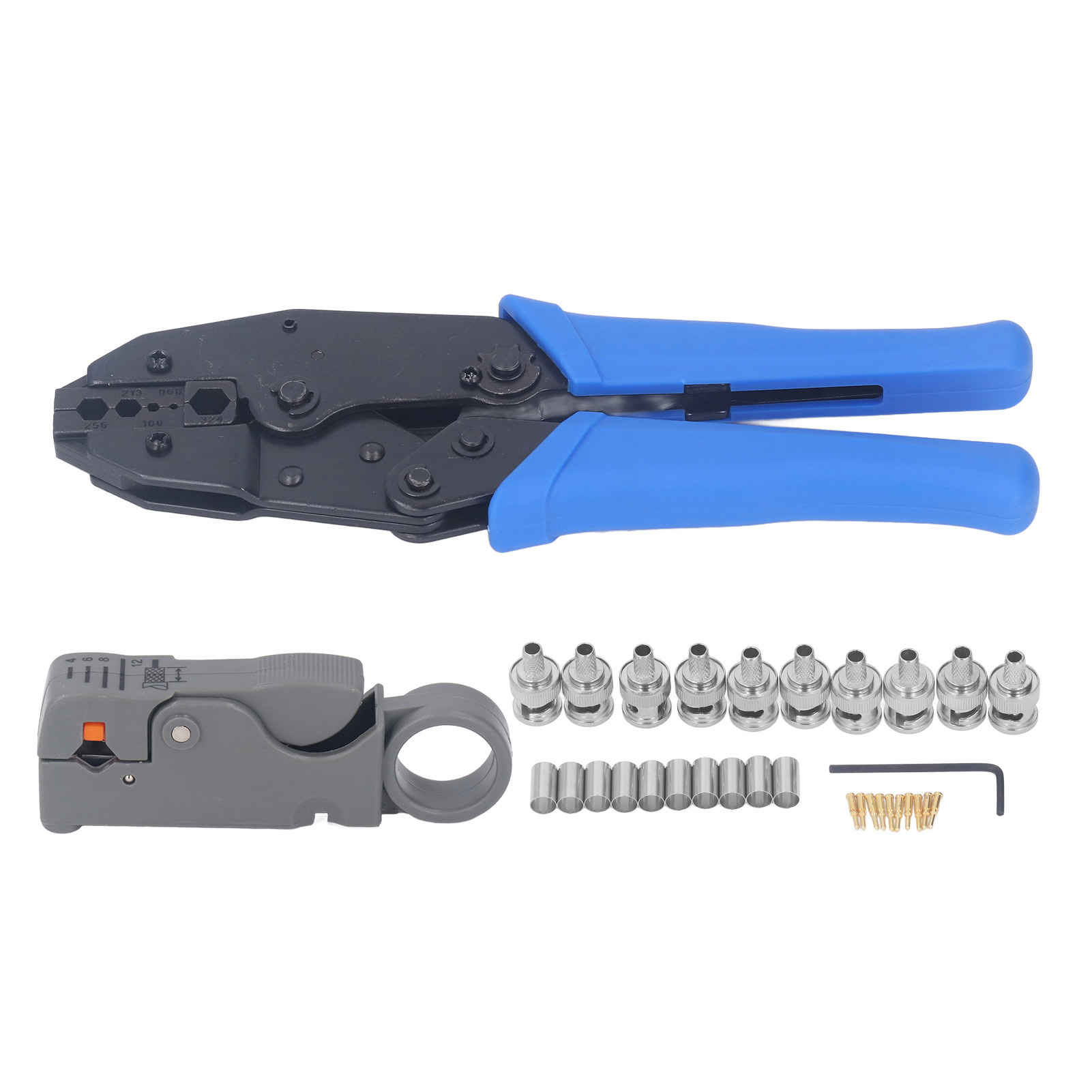 Werkzeugset Für Koaxialkabel: Multifunktions-abisolier- Und Crimpzange, Messingstift-set Für Rg58-, Rg59- Und Rg62-kabel