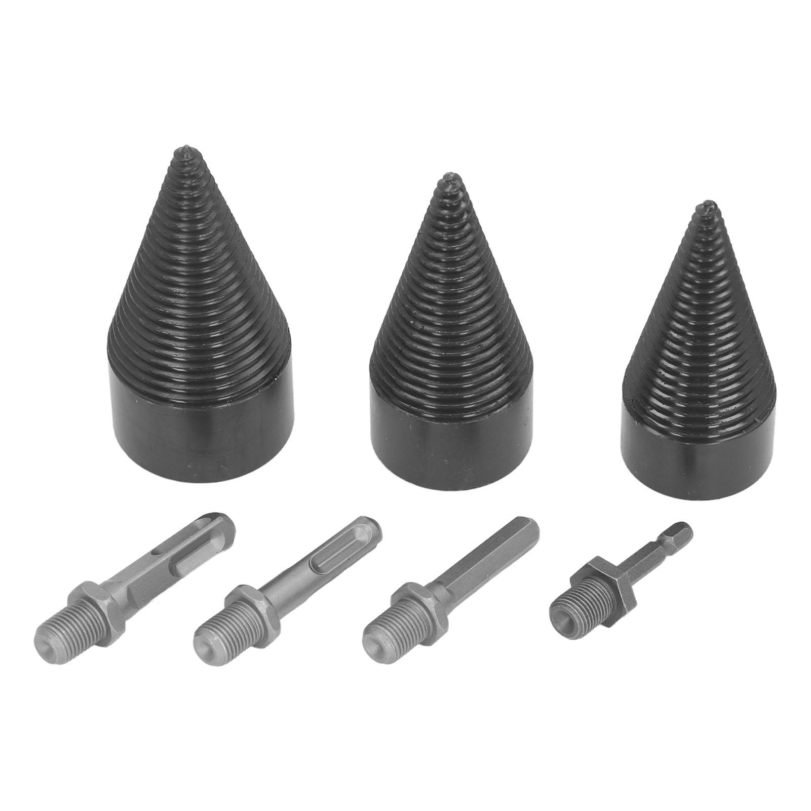 Set Mit 32 Mm, 42 Mm Und 50 Mm Kegelspaltbohrern, Vierkant-, Rund- Und Sechskantschaft, Robuste Bohrwerkzeuge Für Brennholz