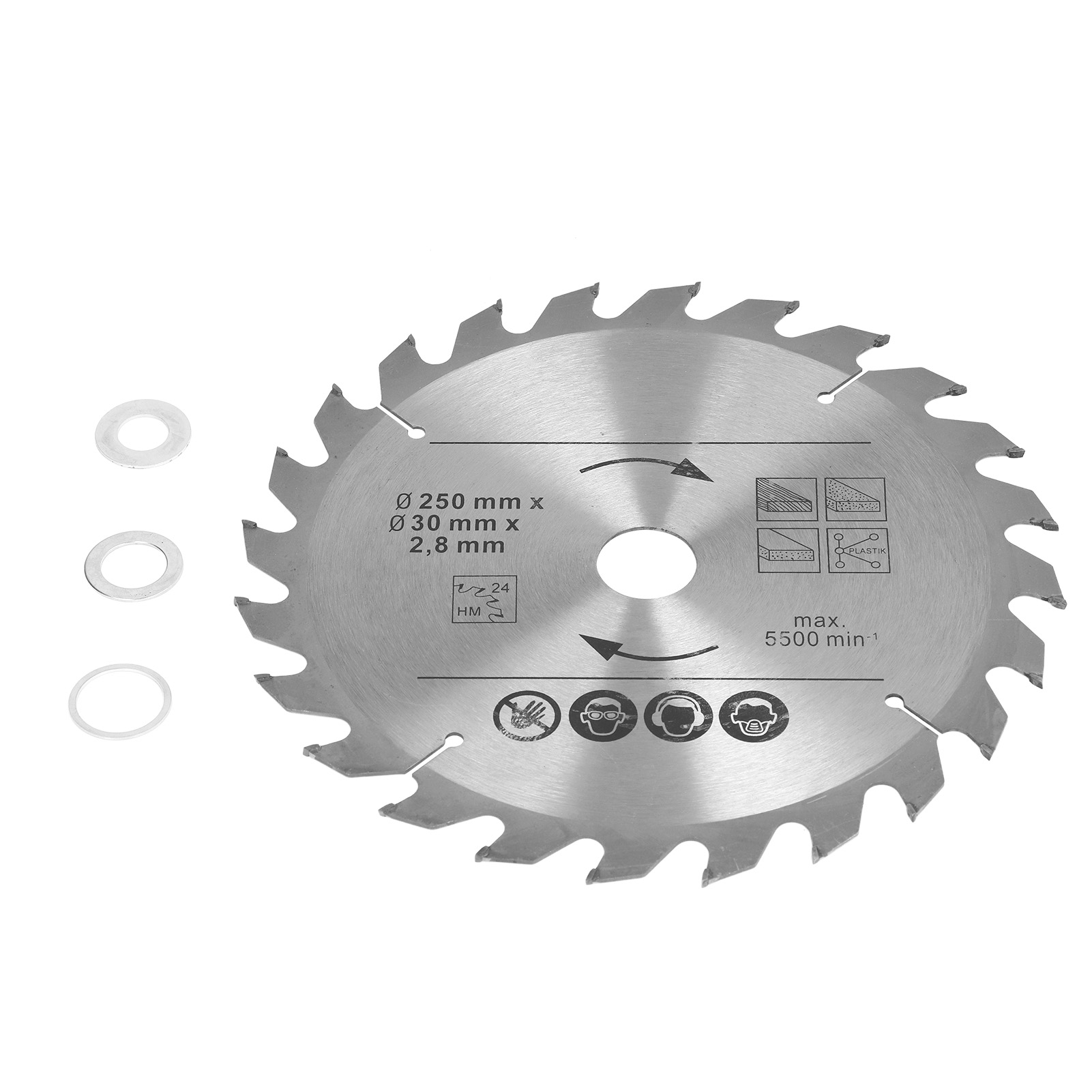 250-mm-hartmetall-kreissägeblatt Für Holzbearbeitung, 5500 U/min, 250 X 24 X 30