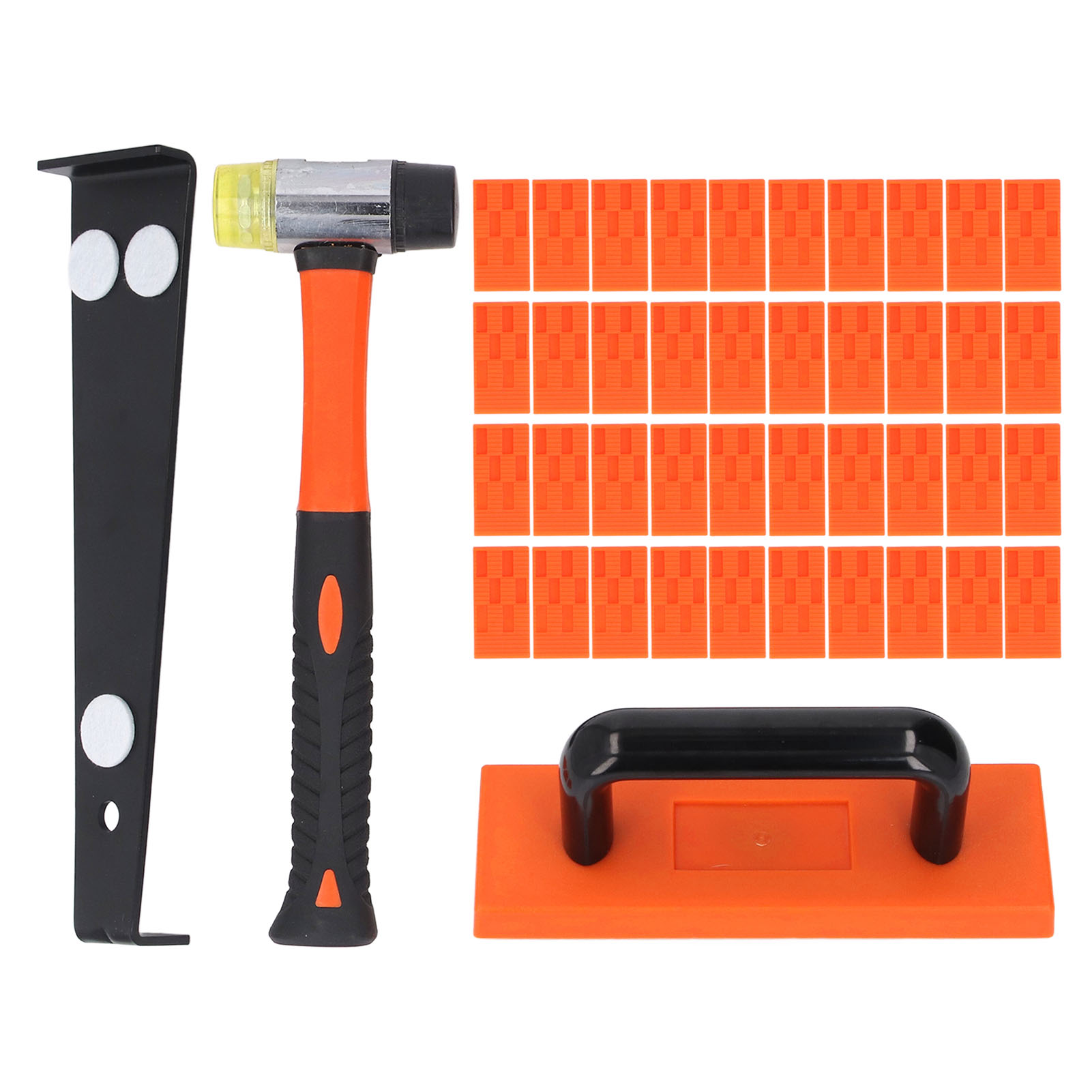 43-teiliges Laminat-verlegeset: 295 Mm Doppelseitiger Flexibler Gummihammer, 40 Abstandshalter, Robuste Zugstange Und Schlagklotz