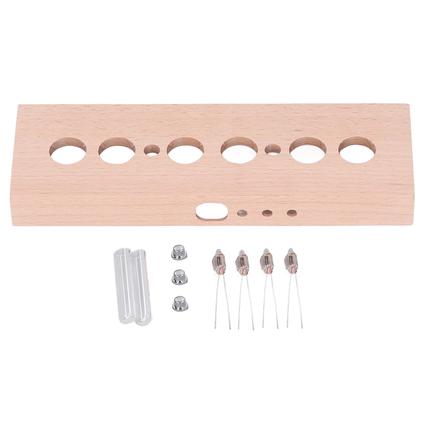 Diy-leuchtröhrenuhr-set, 4 Lampen, Buchenholzgehäuse, Ersatzset Für In14-röhrenuhr