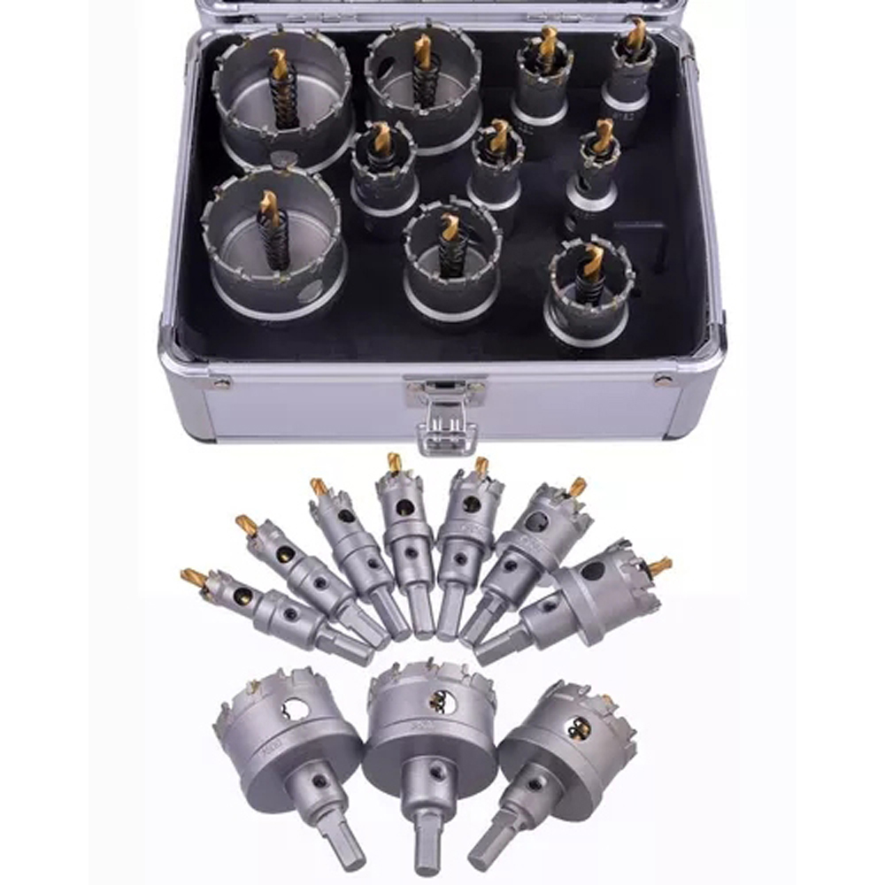 10-teiliges Tct-lochsägenset Mit Hartmetallspitze Und Zentrierbohrer Für Edelstahl, Eisen Und Aluminiumlegierungen