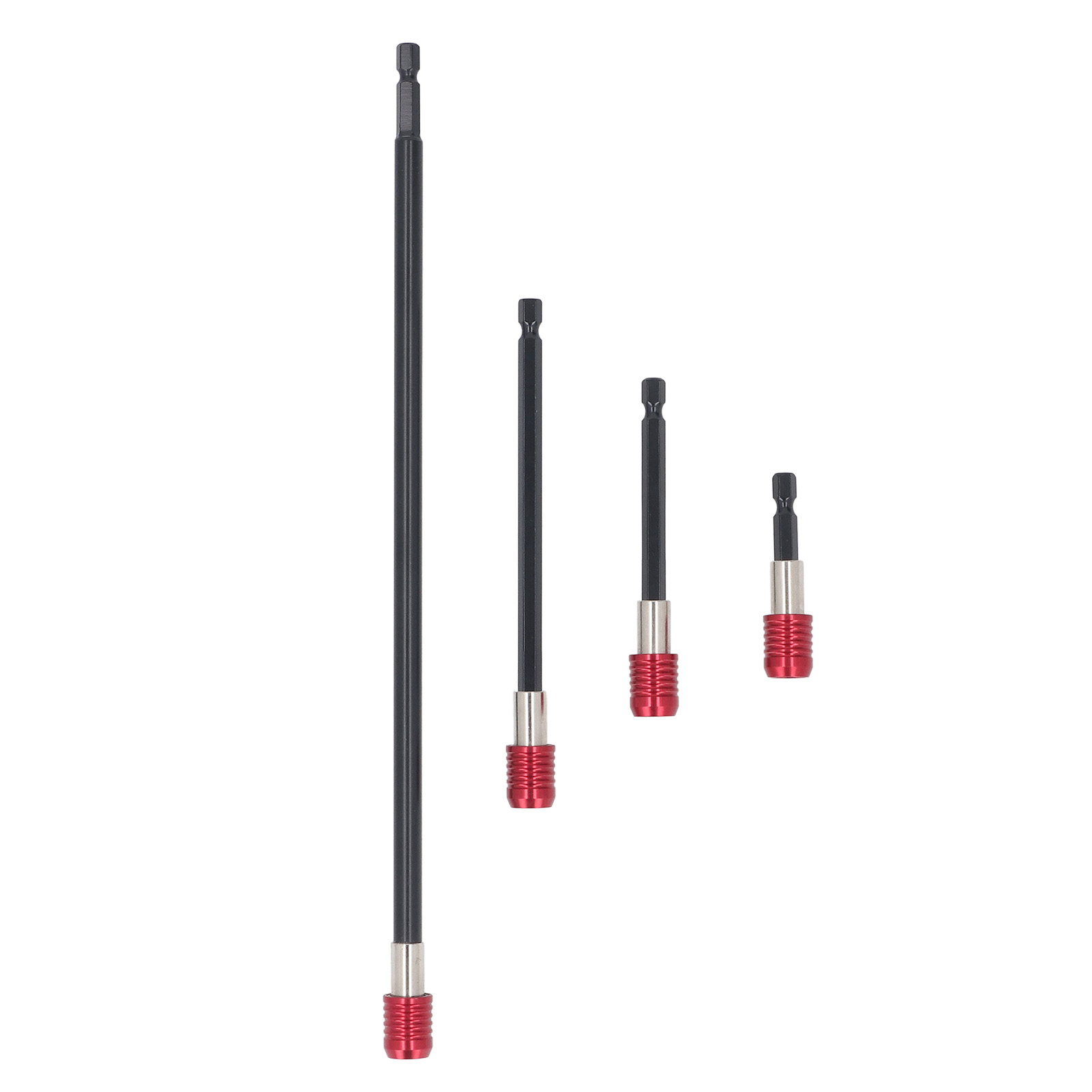 Set Mit 4 Bohrverlängerungen: 60 Mm, 100 Mm, 150 Mm Und 300 Mm, 6,35 Mm (1/4 Zoll) Sechskantschaft, Leistungsstarke Magnetische Verlängerung.