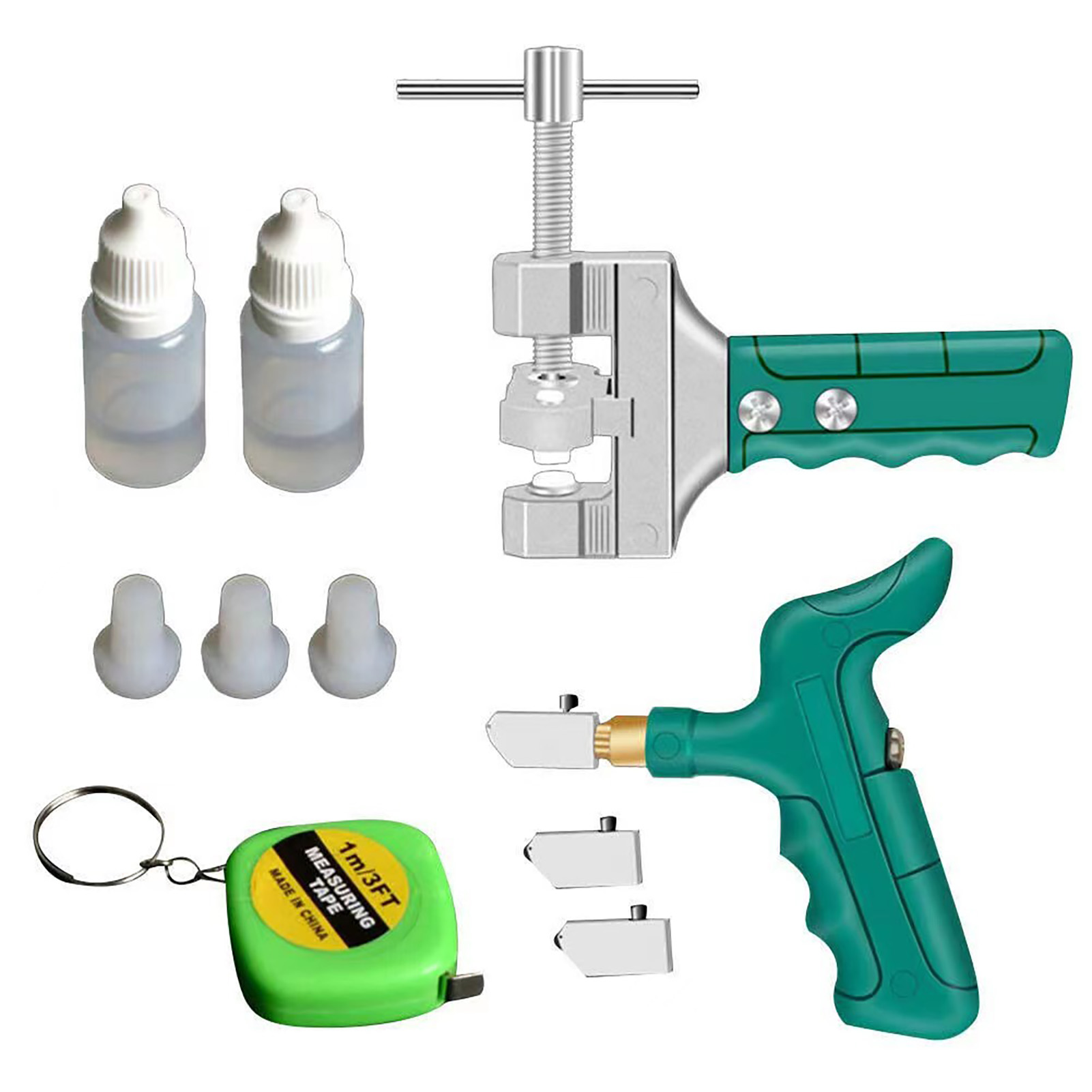 Keramikfliesenschneider Mit Kunststoffgriff, Hartmetallspitze, Glasöffner Und Anreißmesser-set
