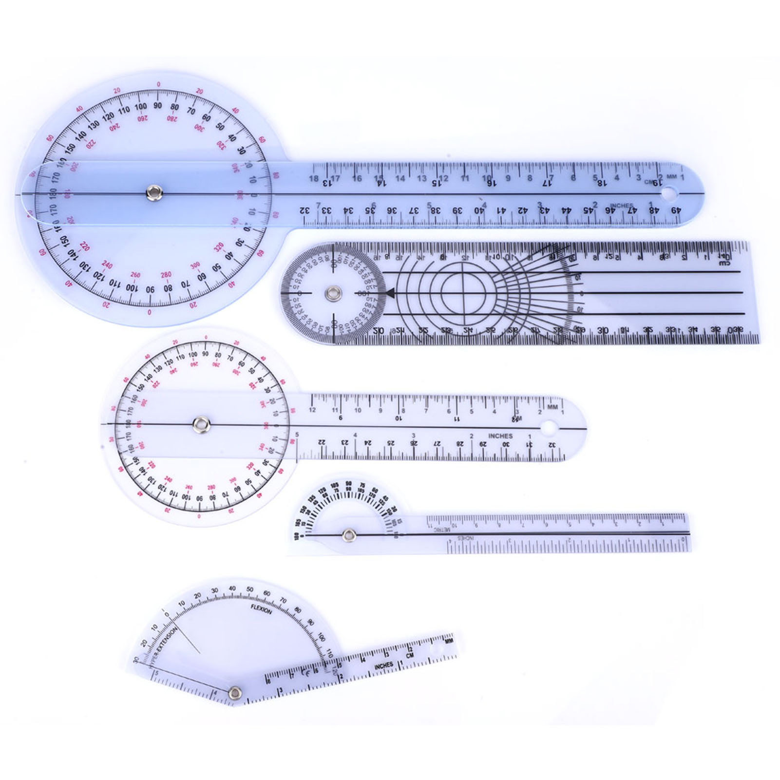 Set Mit 5 360-grad-winkelmessern (6/8/10 Zoll), Medizinischen Linealen, Wirbelsäulengoniometern (set Mit 2 Stück)