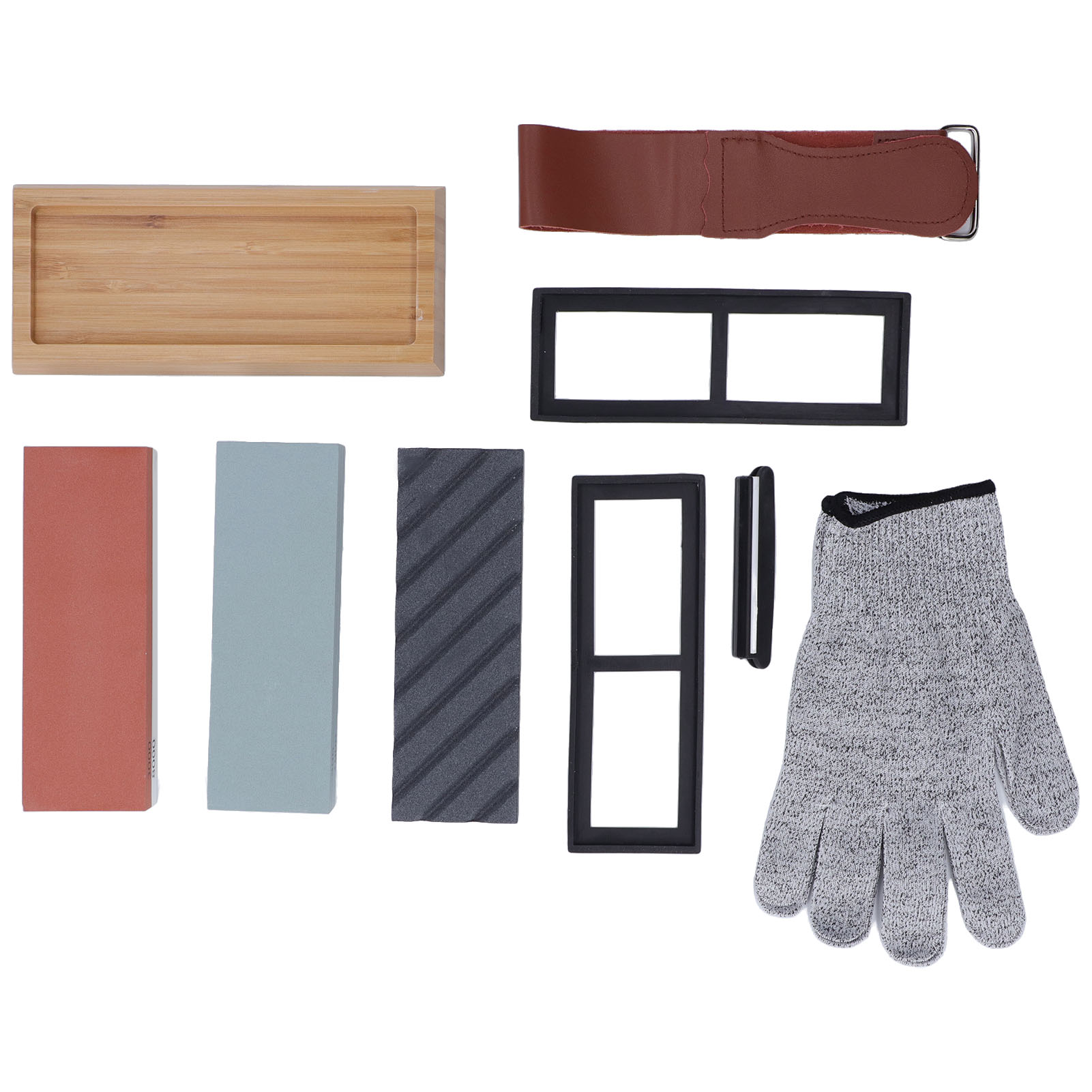 Messerschärfstein-set, Bambusbasis, Professioneller Ölstein, Fleischwolf-schärfstein-set
