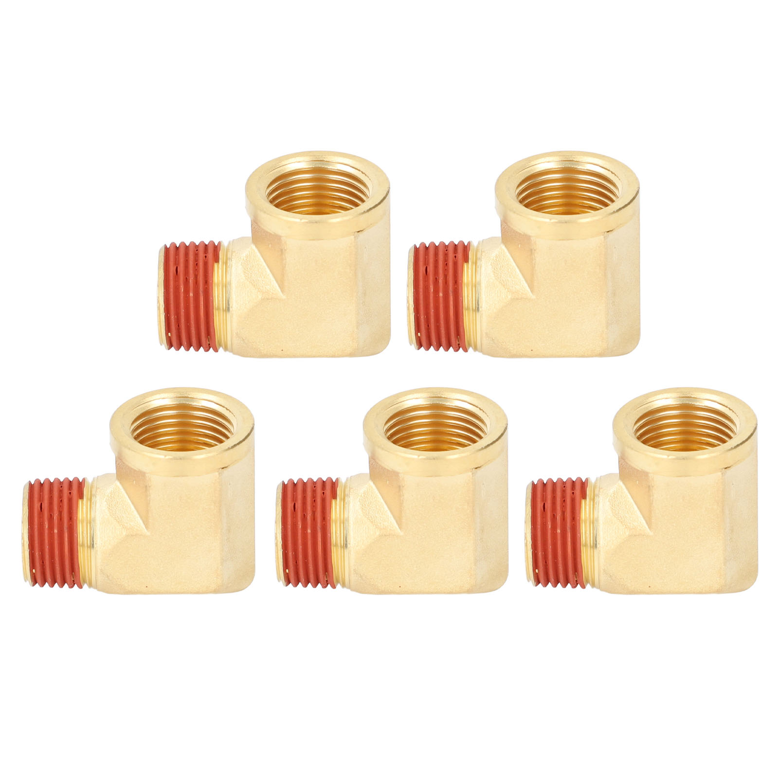 Satz Von 5 Massiven Messingwinkeln, 1/2" Npt-außengewinde/innengewinde, 90°-winkel, Mit Wasserdichter Gummidichtung.