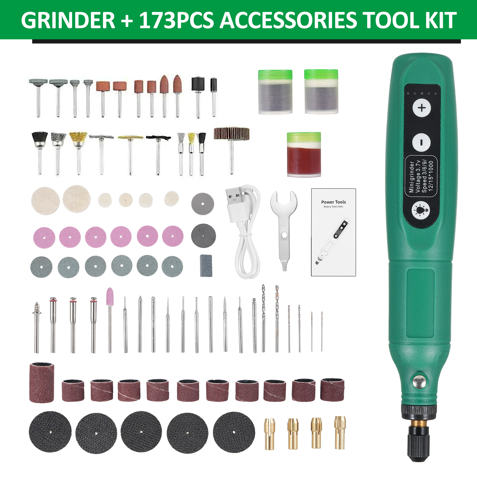 173-teiliges Kabelloses Rotationswerkzeug, 3,7-v-li-ion-akku, 5 Variable Geschwindigkeiten, Usb-ladefunktion, Vielseitig Einsetzbar Für Kleinere Heimwerkerarbeiten, Polieren, Schneiden Von Tier- Und J