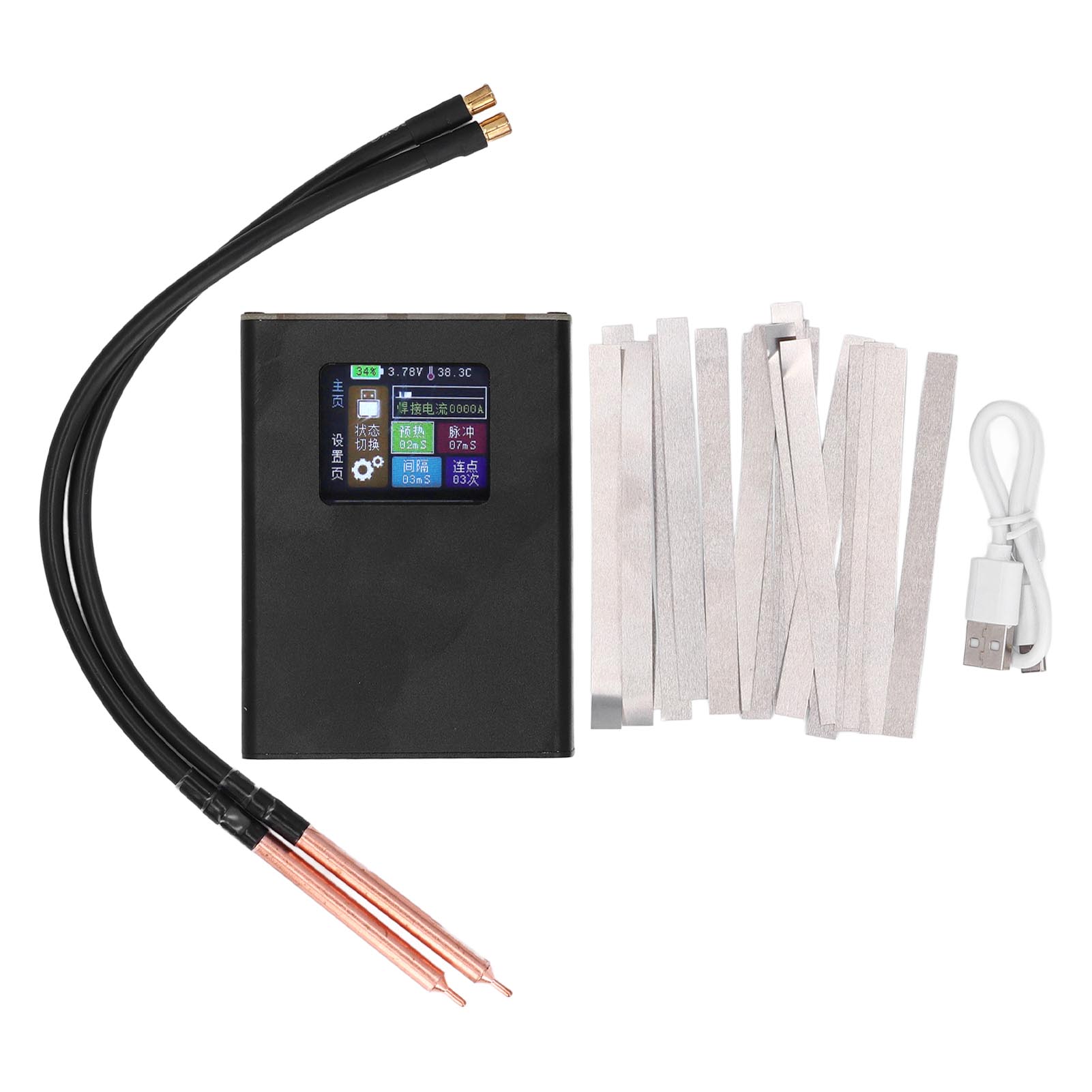 Tragbares Mini-punktschweißgerät-set Mit Lcd-bildschirm Und 5000 Mah Wiederaufladbarem Akku Für 0,25 Mm Blech (diy).