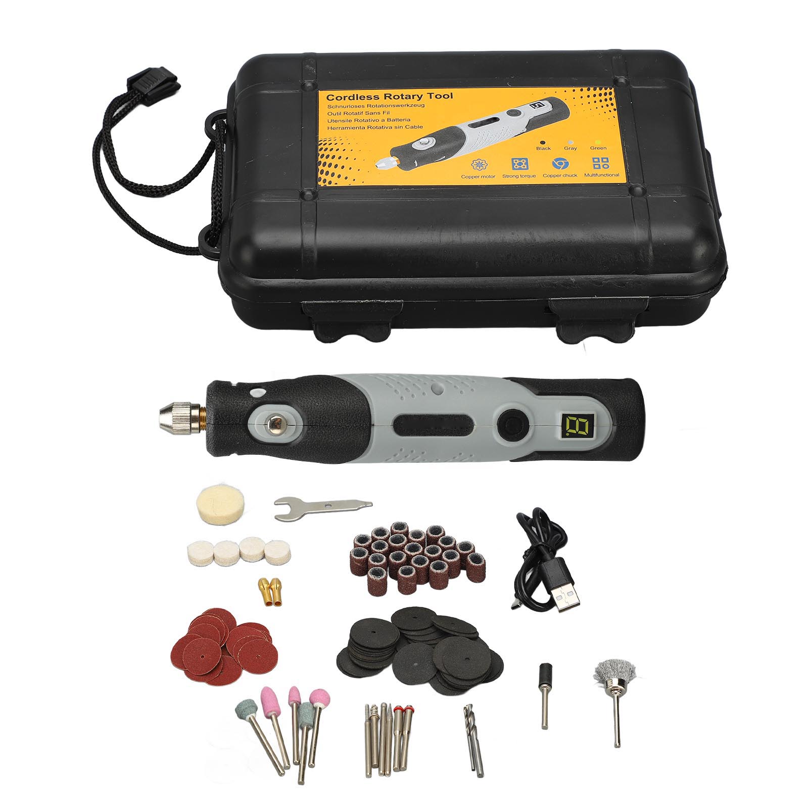 Set Aus 113 Tragbaren Multifunktionalen Mini-rotationswerkzeugen Zum Gravieren Von Jade, Holz Und Metall (5v).