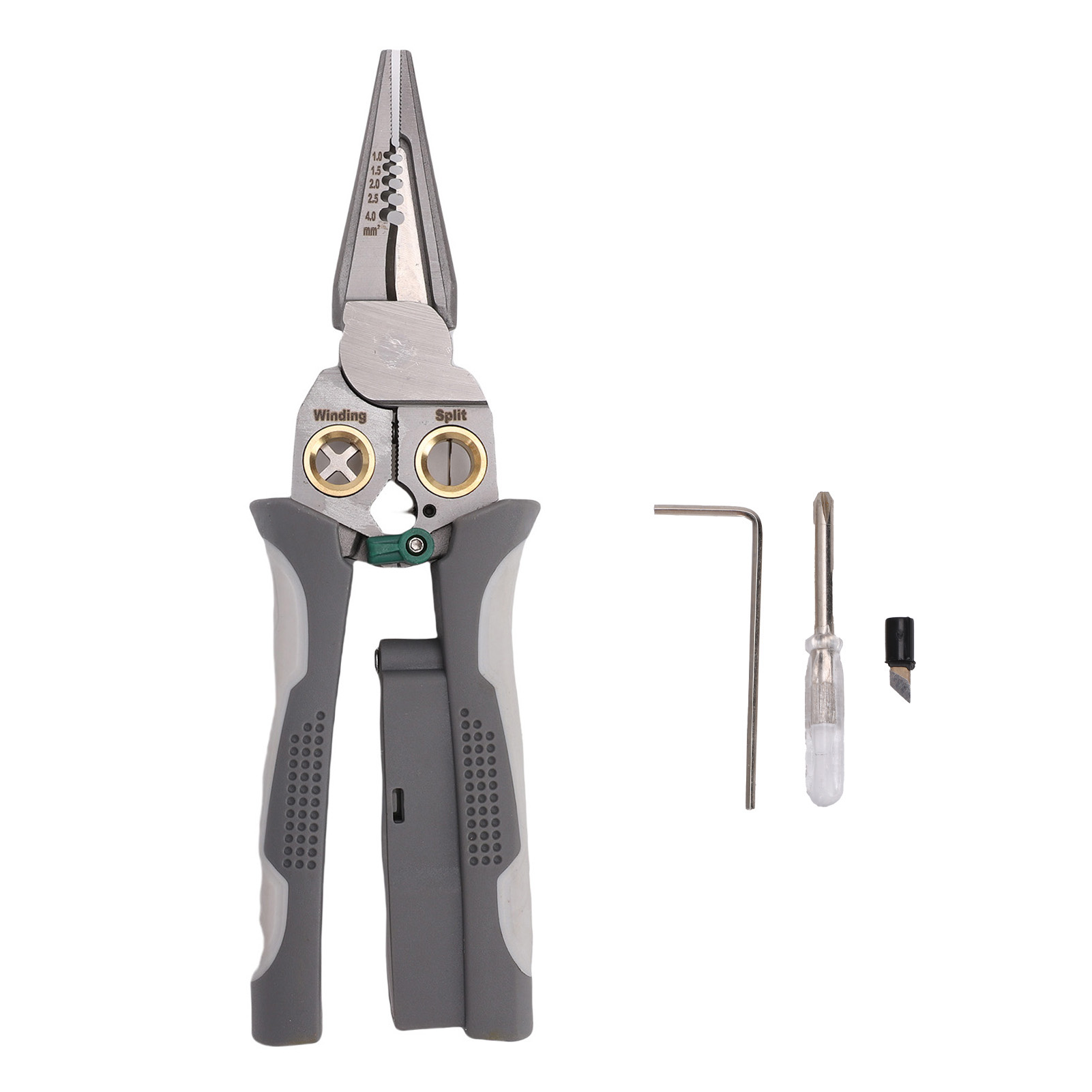 8-in-1 Crimp- Und Abisolierzange Mit Spannungsprüfer, Multifunktionswerkzeug Für Elektriker Zum Schneiden, Abisolieren Und Crimpen Von Kabeln.