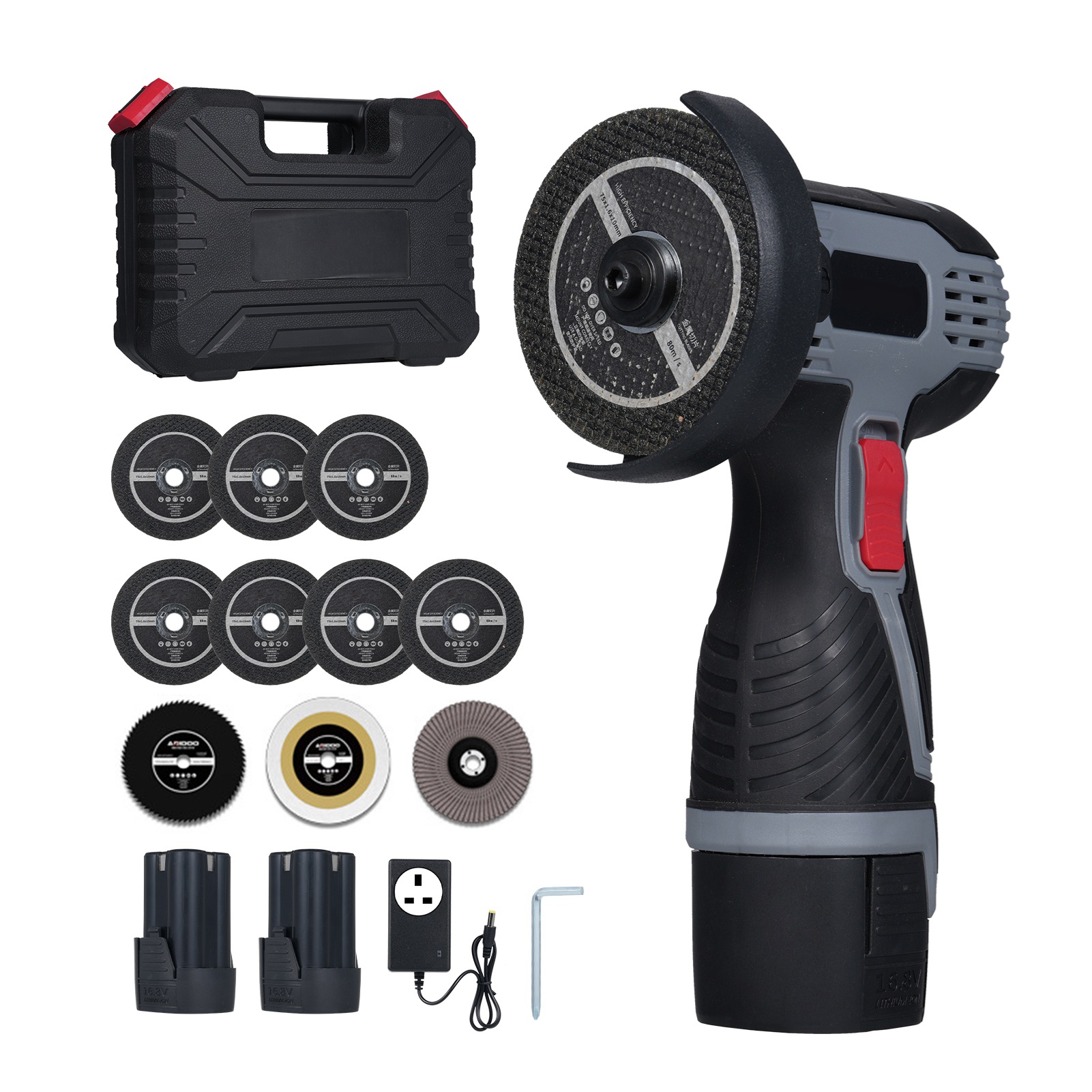 Akku-winkelschleifer Mit 28.000 U/min, Mini-winkelschleifer Mit 16,8 V 2 X 1.500 Mah Akku, Trennscheiben Und Led-digitalanzeige Zum Schneiden Von Polierten Ziegeln, Holz Und Stahl.