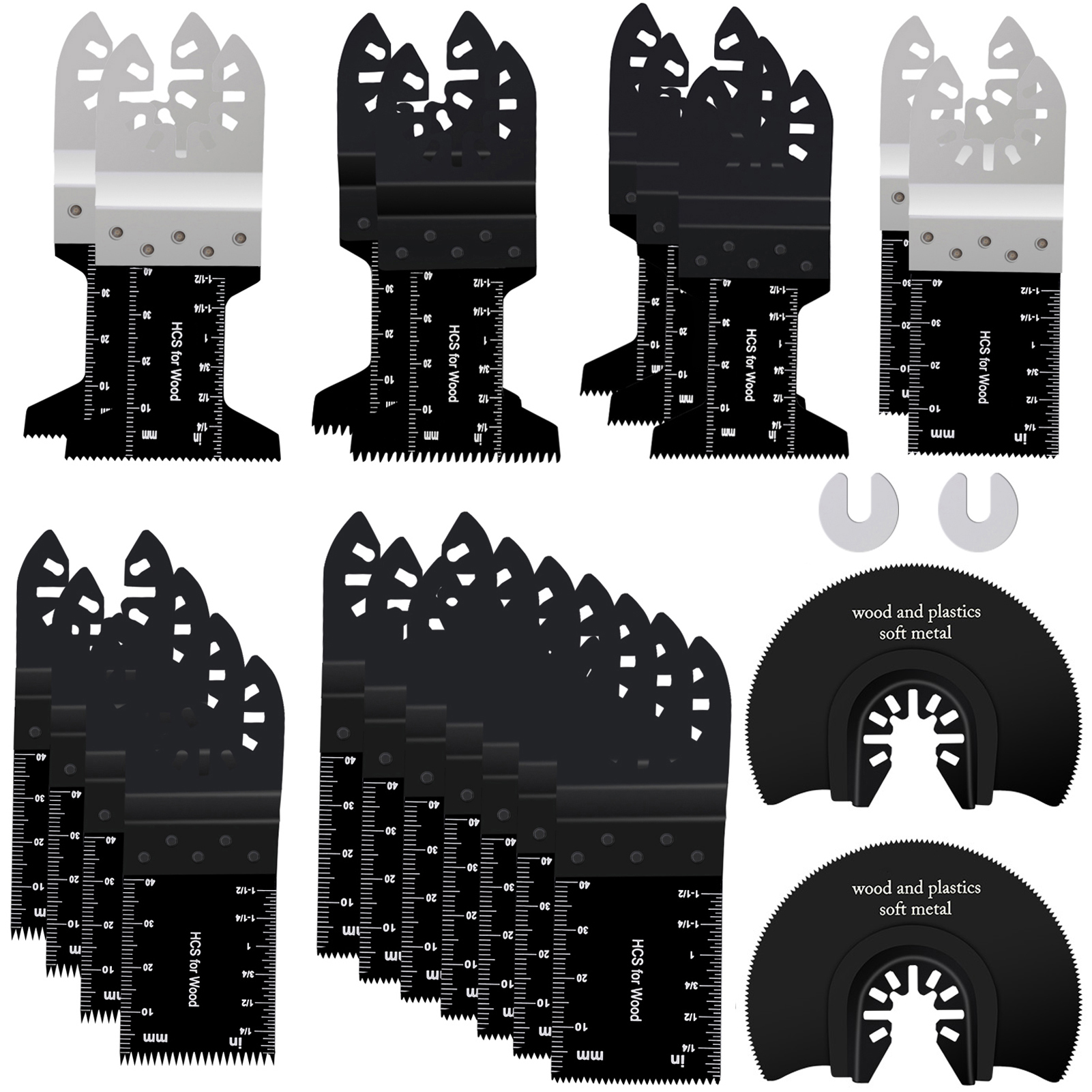 Swing Tool 22-teiliges Sägeblatt-set Mit 2 C-klemmenadaptern, Universelles Oszillierendes Sägeblatt-set Für Die Holzbearbeitung