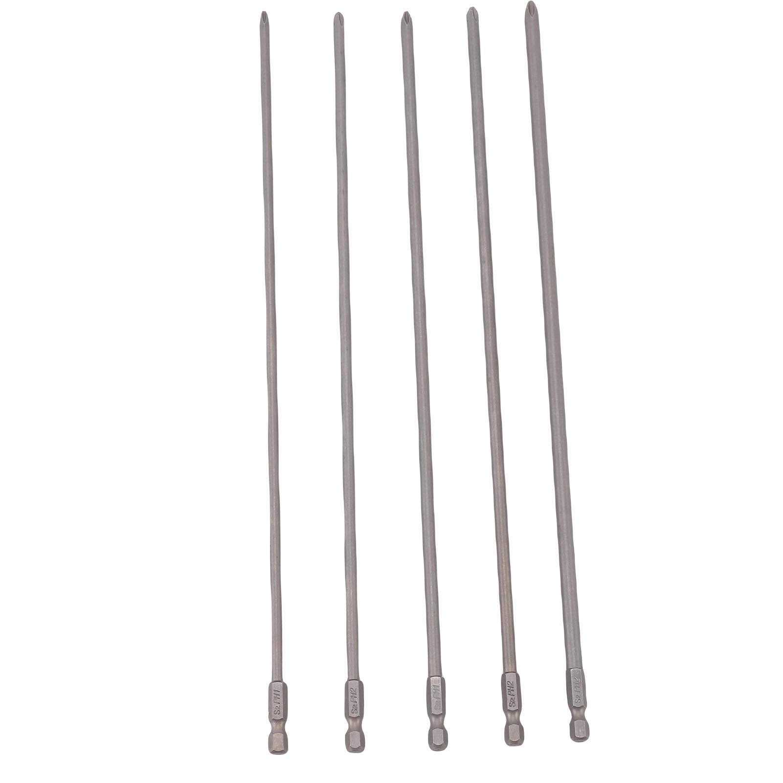 5-teiliger Satz Ph-schraubendreherbits, 1/4"-sechskantschaft, Lang, Ph1, Ph2, S2, Legierter Stahl, Industriequalität, Werkzeug Für Elektrische Bohrmaschinen, 300 Mm