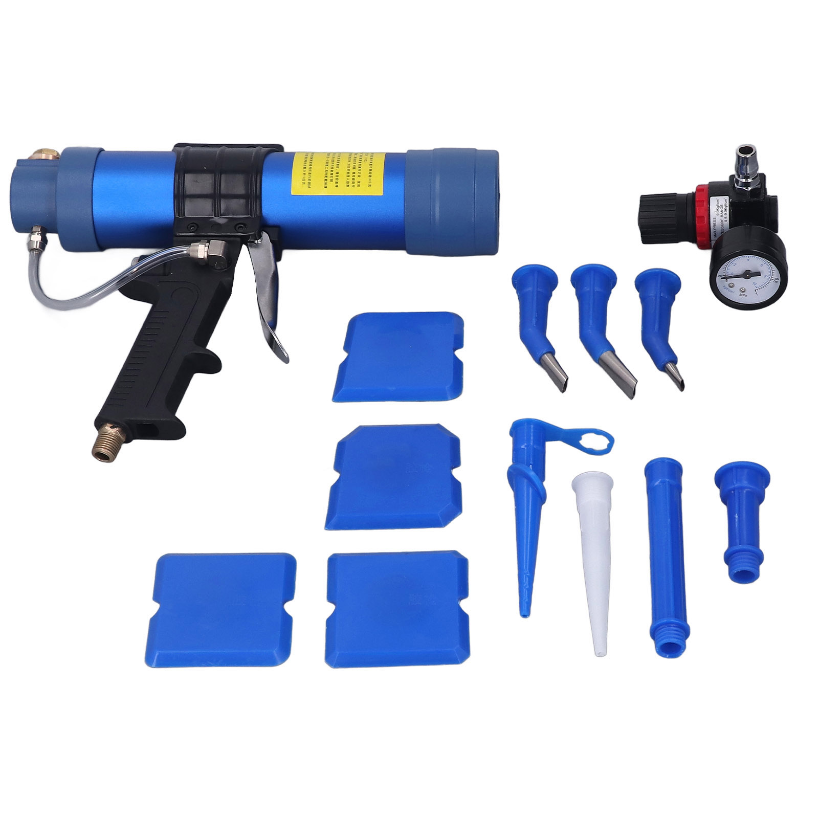 Pneumatische Glasklebepistole, 310 Ml, 1/4"-düse, Mit Manometer, Werkzeug Zum Auftragen Von Dichtungsmasse Und Luftdichtstoffen