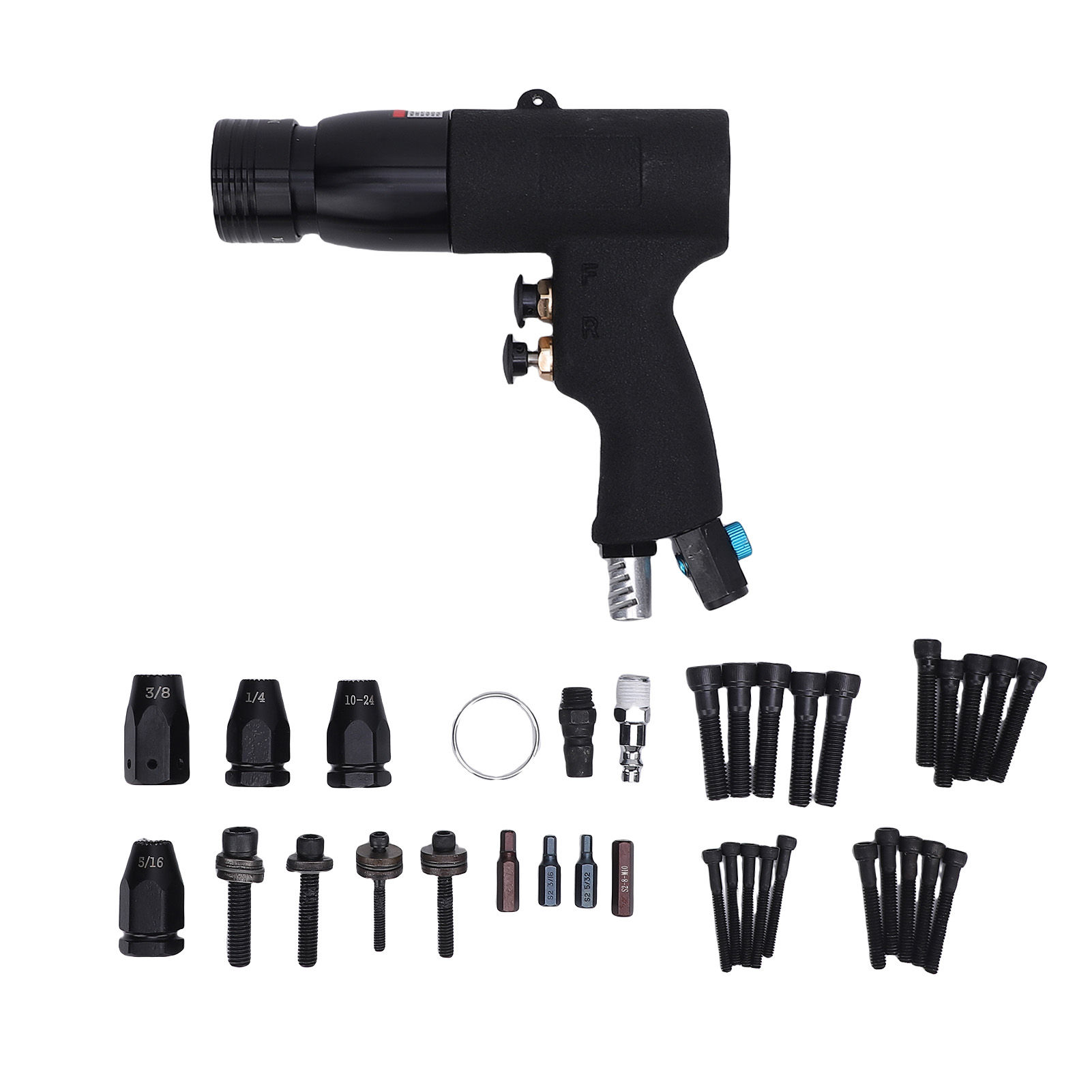 Druckluft-nietpistole Mit 400 U/min, Druckluft-nietpistolen-set Mit 1/4", 5/16", 3/8" Und 10/24"-köpfen Für M8 Bis M10