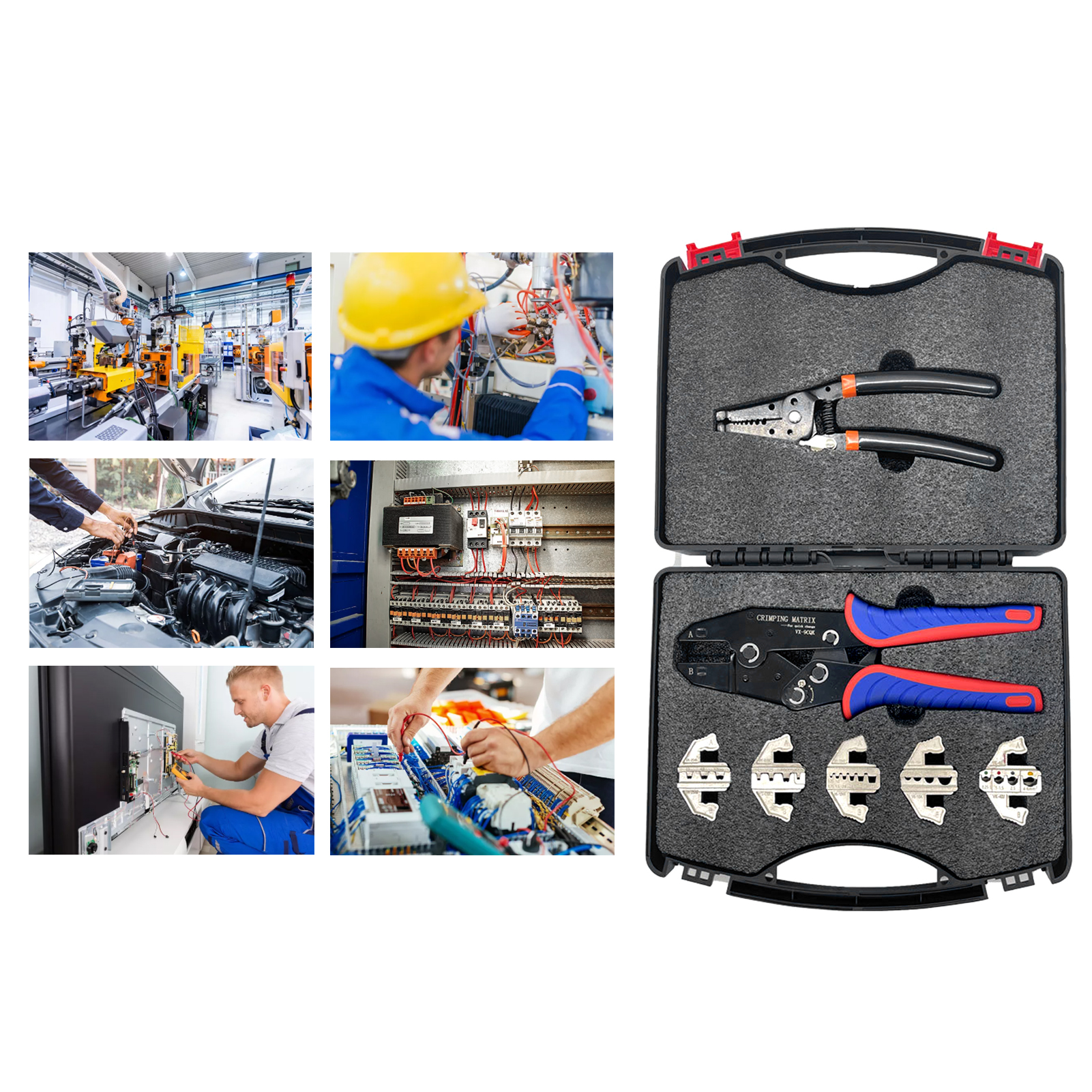 Crimpwerkzeug-set Mit Koffer, Multifunktionales Ratschen-crimpwerkzeug Zum Crimpen Von Aderendhülsen (endkappen, Nylon-anschlüsse, Isoliert Oder Unisoliert), Schrumpfverbindern Usw.