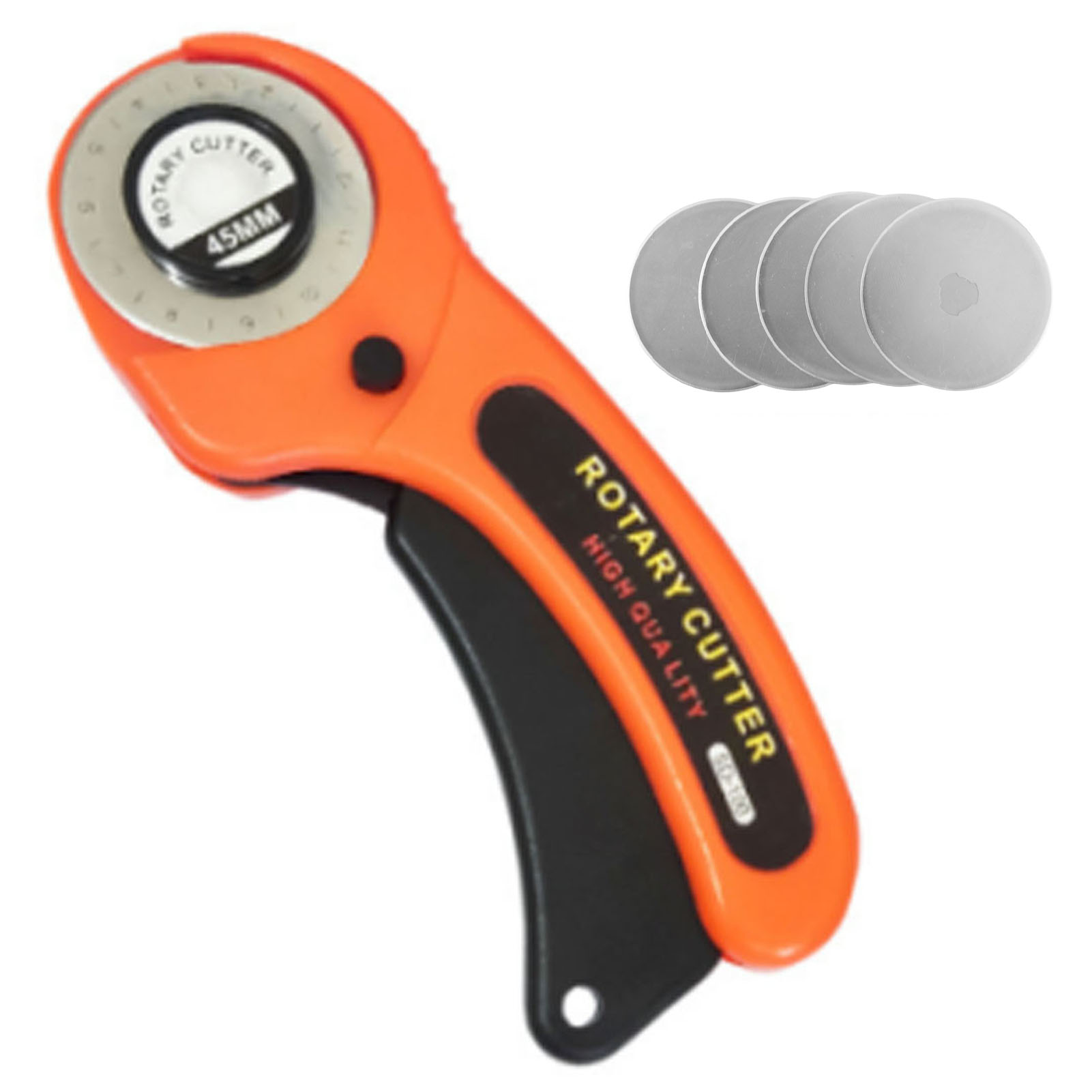 Rollschneider-set Mit Sicherheitsverriegelung Und Ergonomischem Griff. Rollschneider Mit 5 Edelstahlklingen, Stoffschneidewerkzeug.