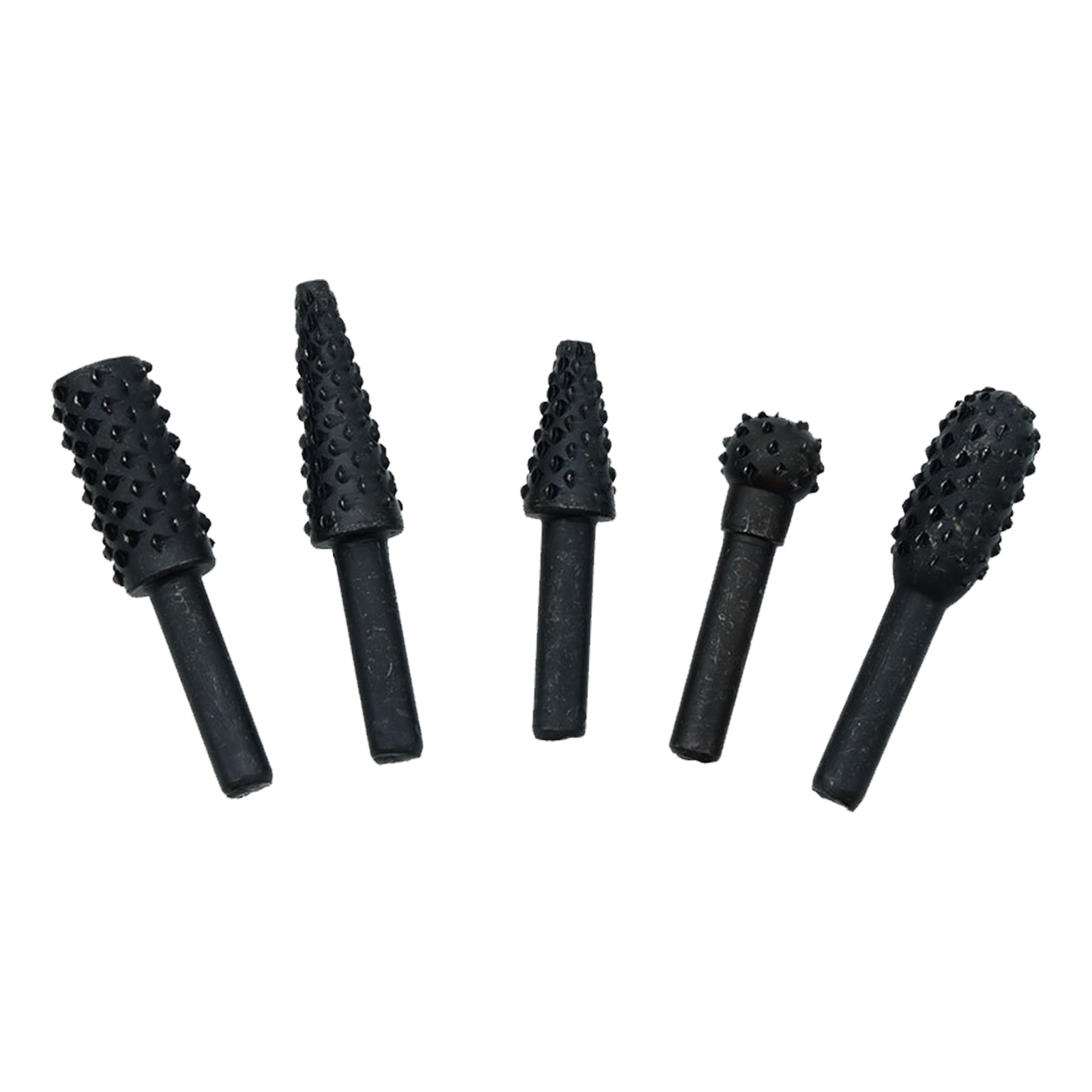 Set Aus 5 Rotierenden Feilen Aus Kohlenstoffstahl Mit 6,35 Mm (1/4 Zoll) Schaft, Für Die Holzbearbeitung, Schwarz.