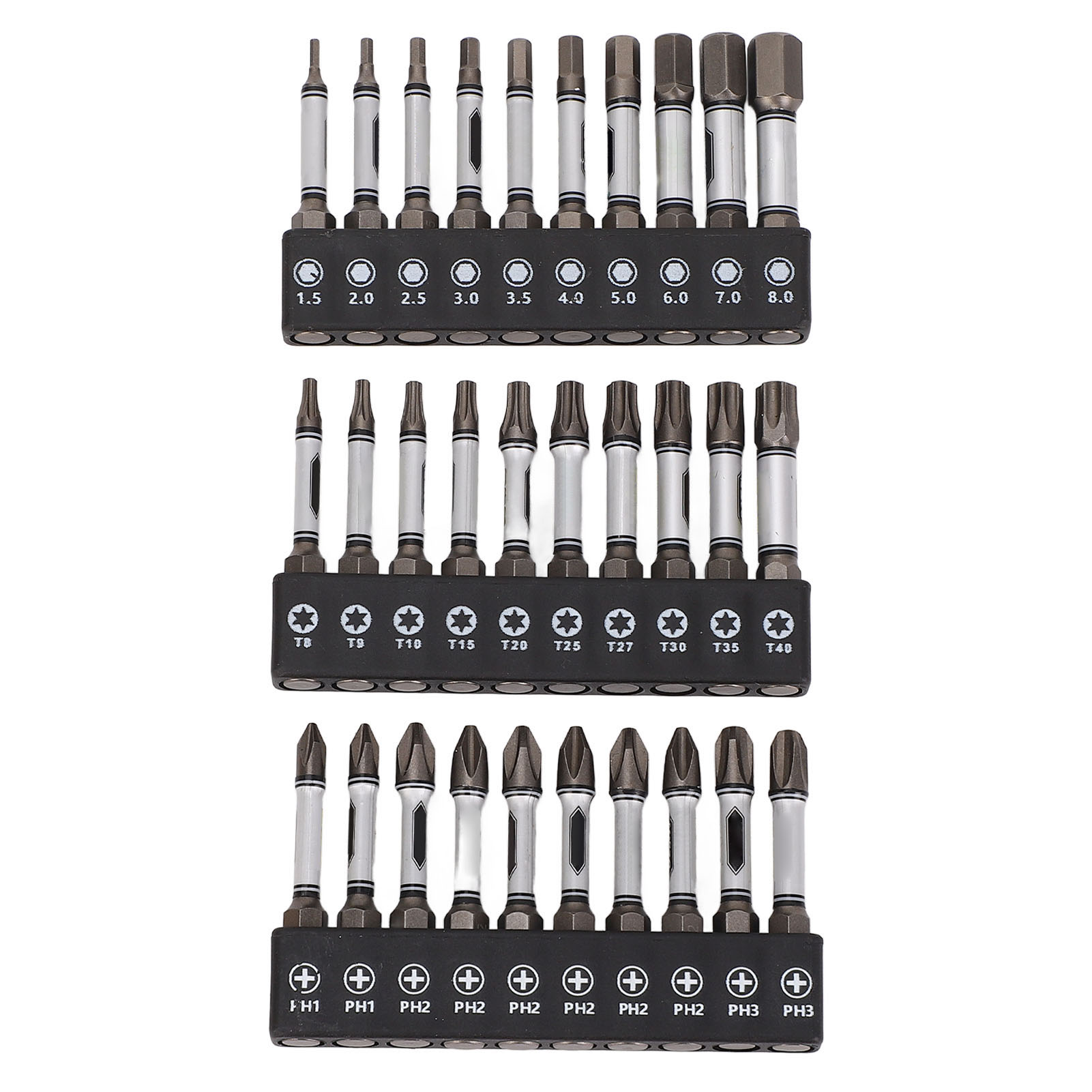 Set Mit 30 Magnetischen D2-legierungsstahl-schlagschrauberbits, 5 Cm (2 Zoll) Sechskantschaft, Sternförmige Sechskantbits
