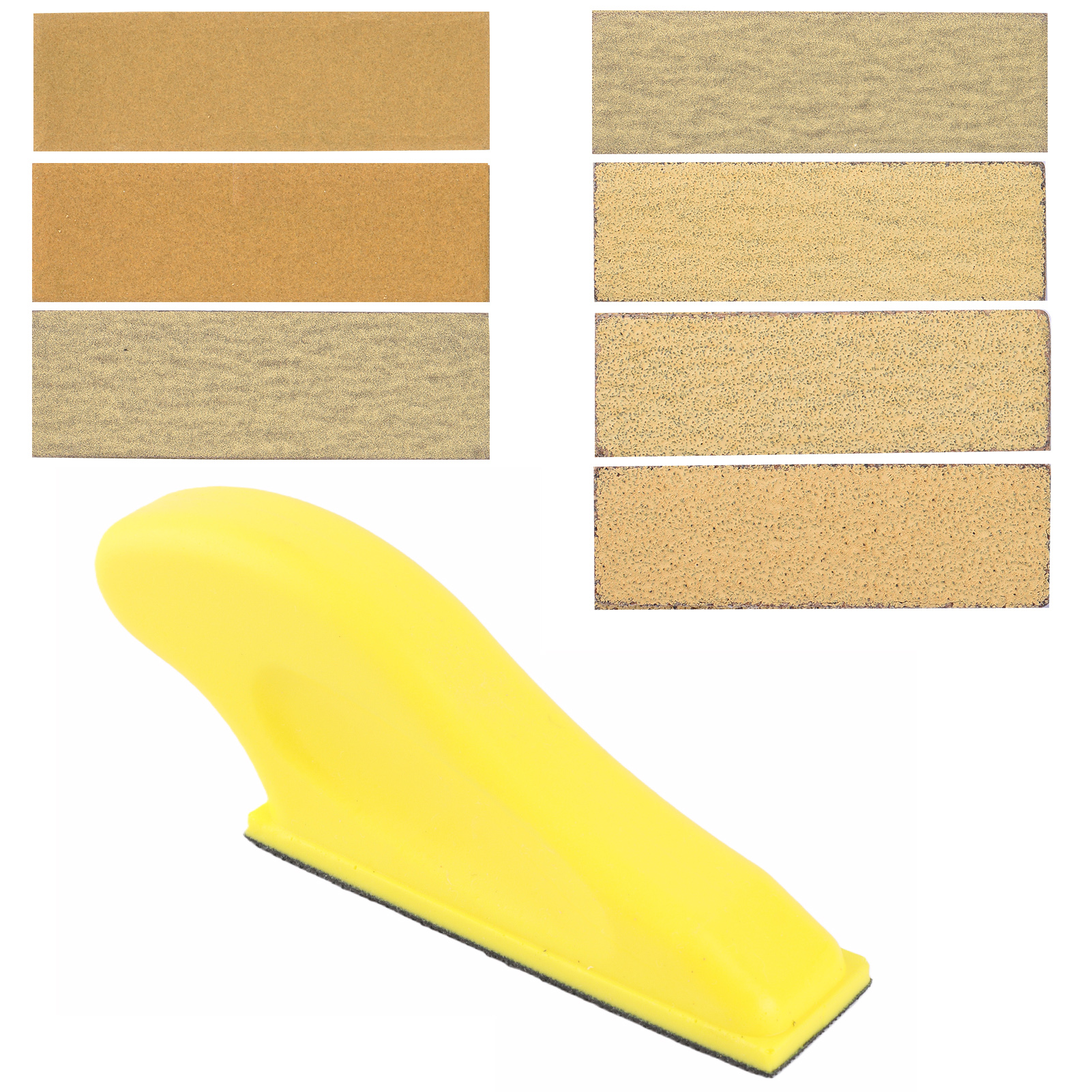 3,5 X 1 Zoll Mikroschleifer-set Für Kleine Projekte, Präzisionsschleifwerkzeuge Mit Griff, 70 Blatt Holzschleifpapier, Körnungen 40/60/80/120/180/240/320, Zum Polieren Und Basteln (gelb).
