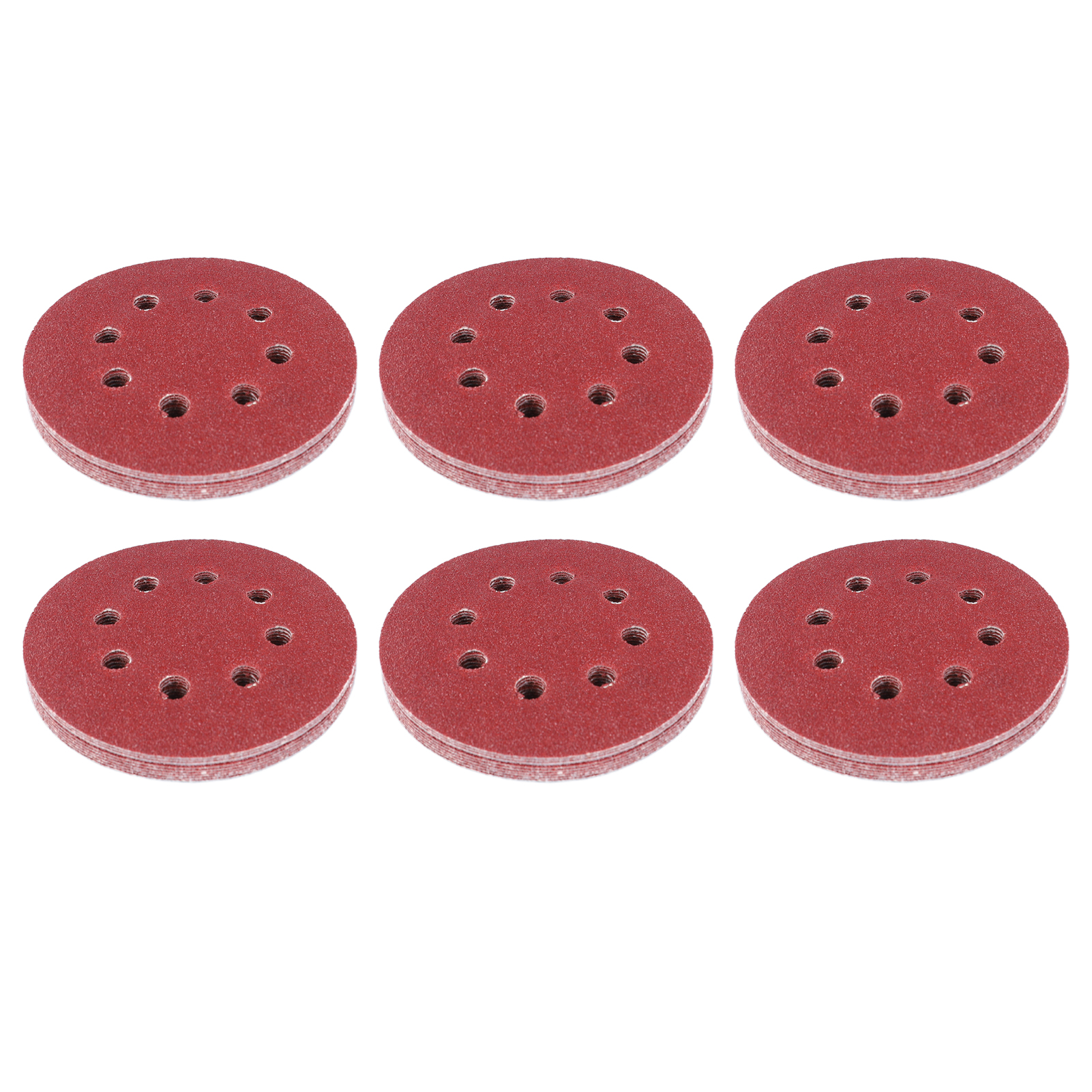 Packung Mit 60 Runden Schleifscheiben Von 12,7 Cm (5 Zoll), 8 Löchern, 6 Verschiedenen Typen, Selbstklemmender Befestigung, Zum Polieren.