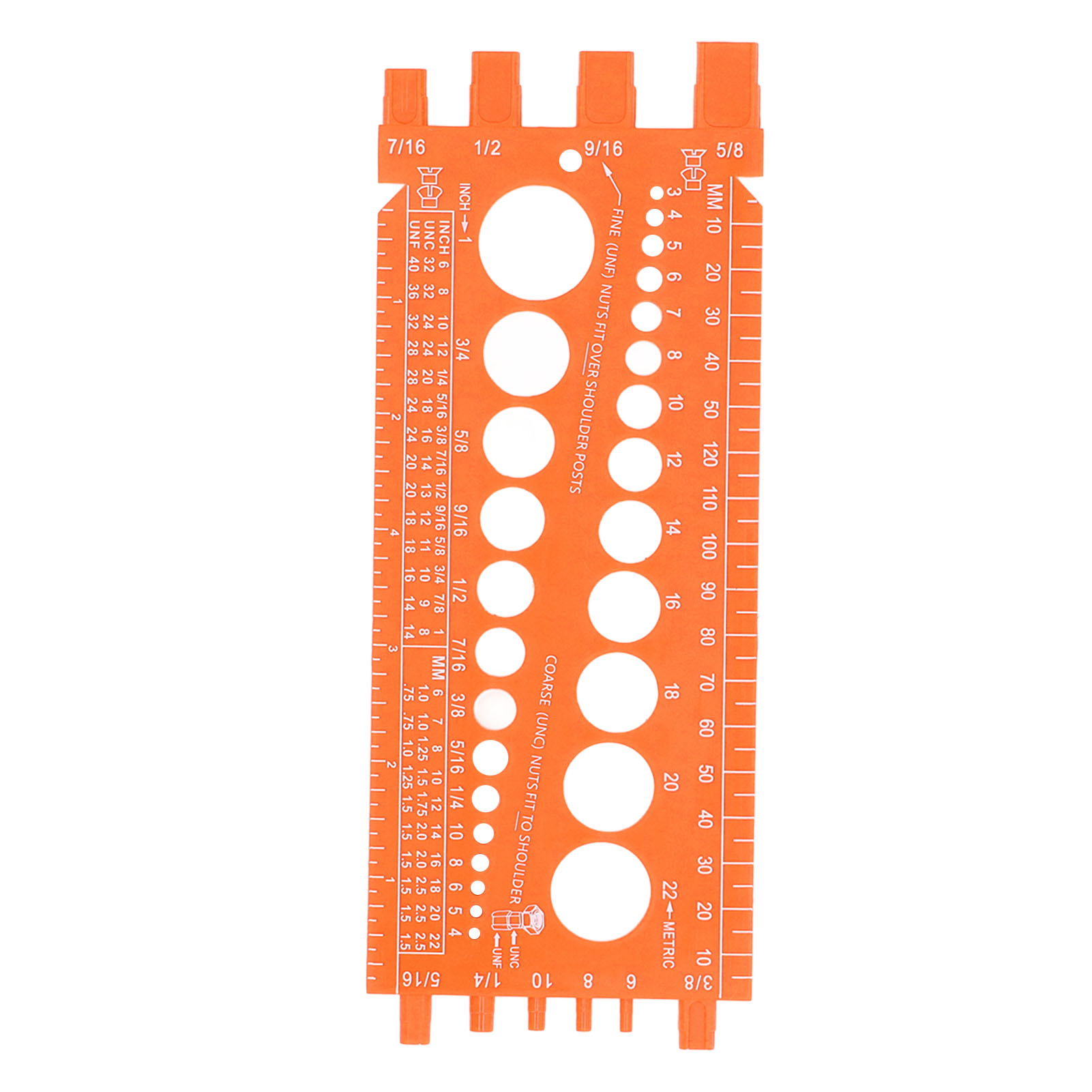 Multifunktionslehre Für Muttern, Bolzen Und Schrauben, Imperiale Und Metrische Einheiten, Schnelle Identifizierung, Gewindeprüfer Für Werkstatt/garage, Orange.